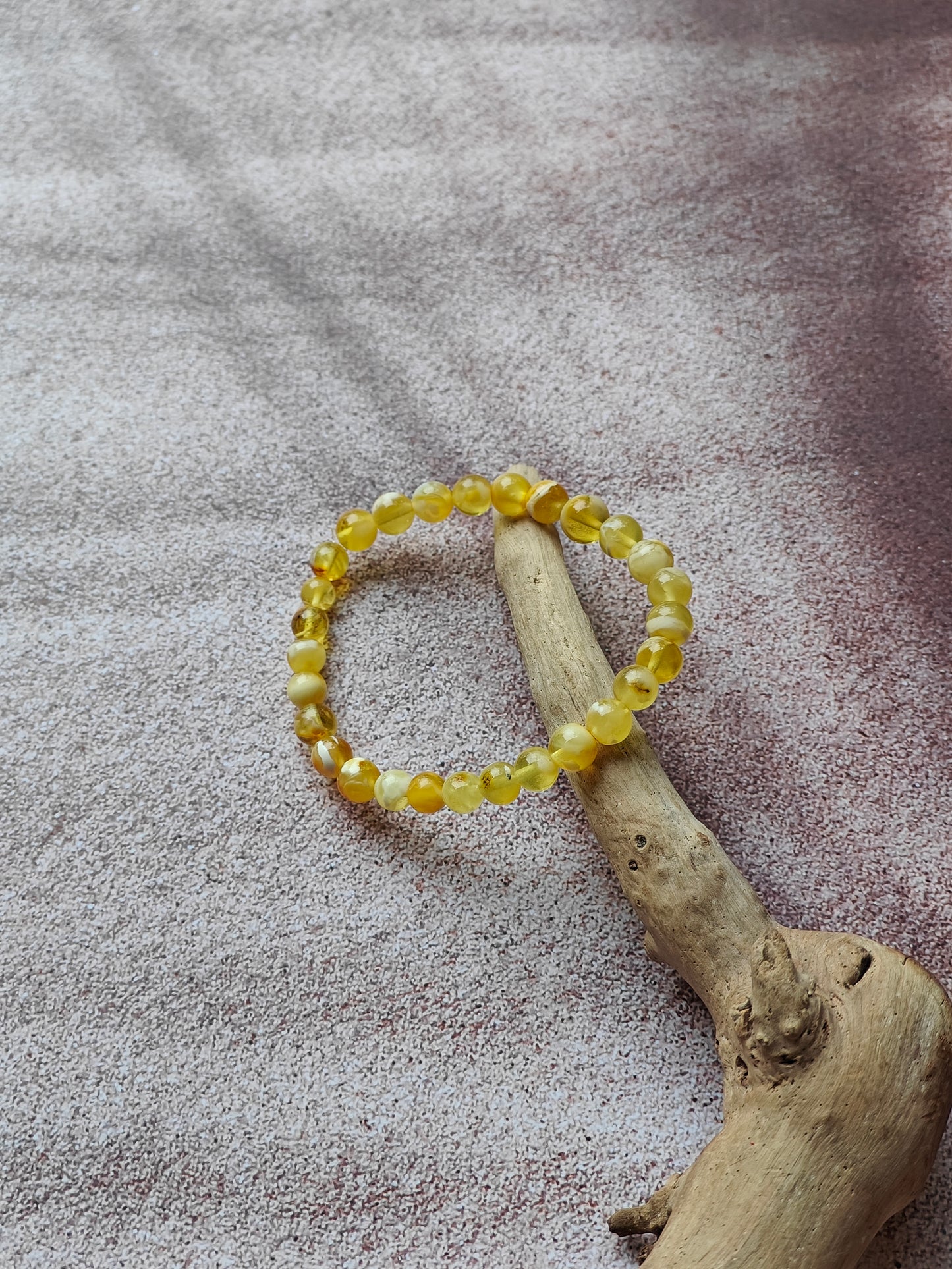 Cloudy Mosaic Amber Beaded Bracelet