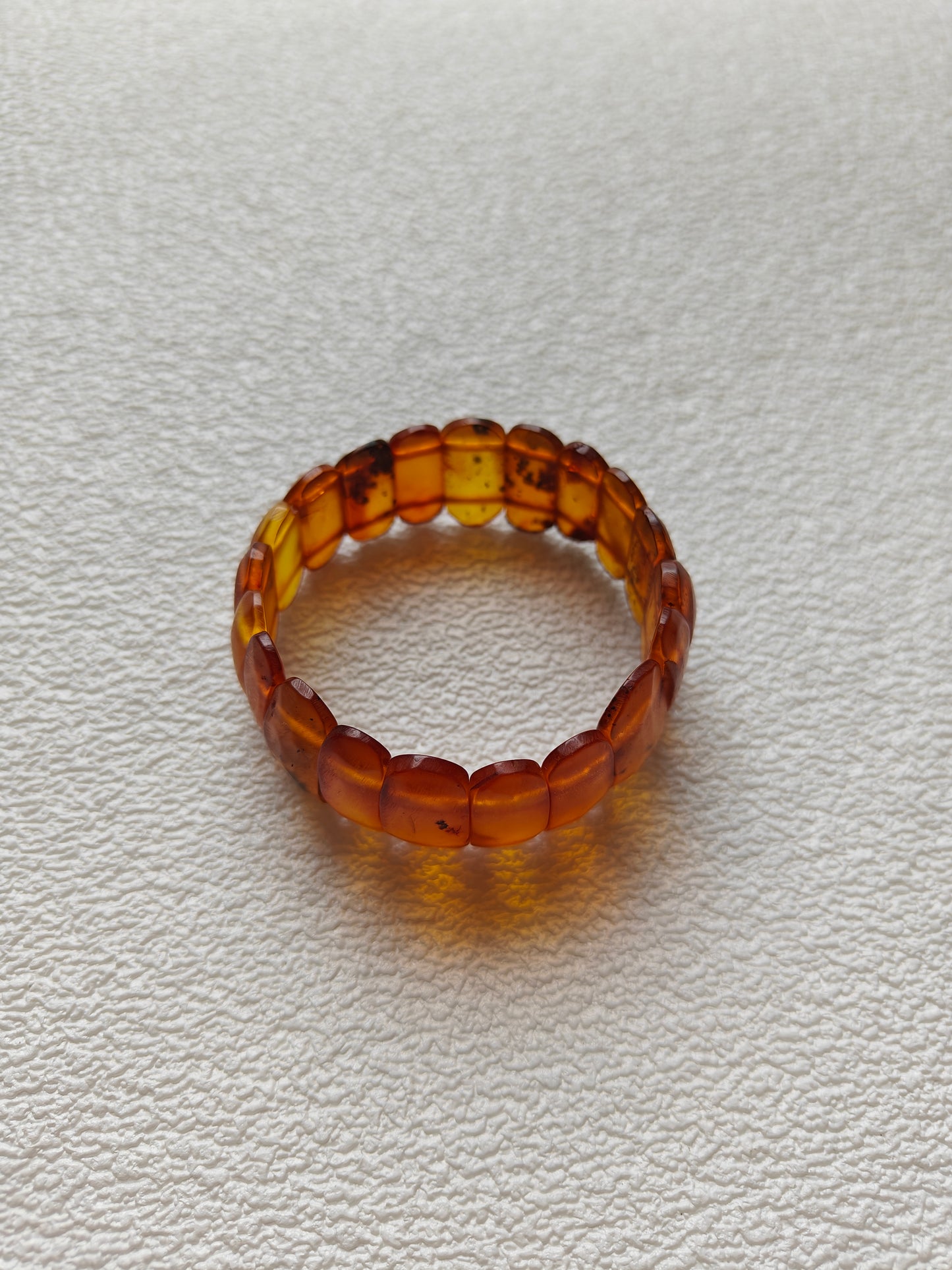 Matte Cognac Amber Bracelet | Flat Beads