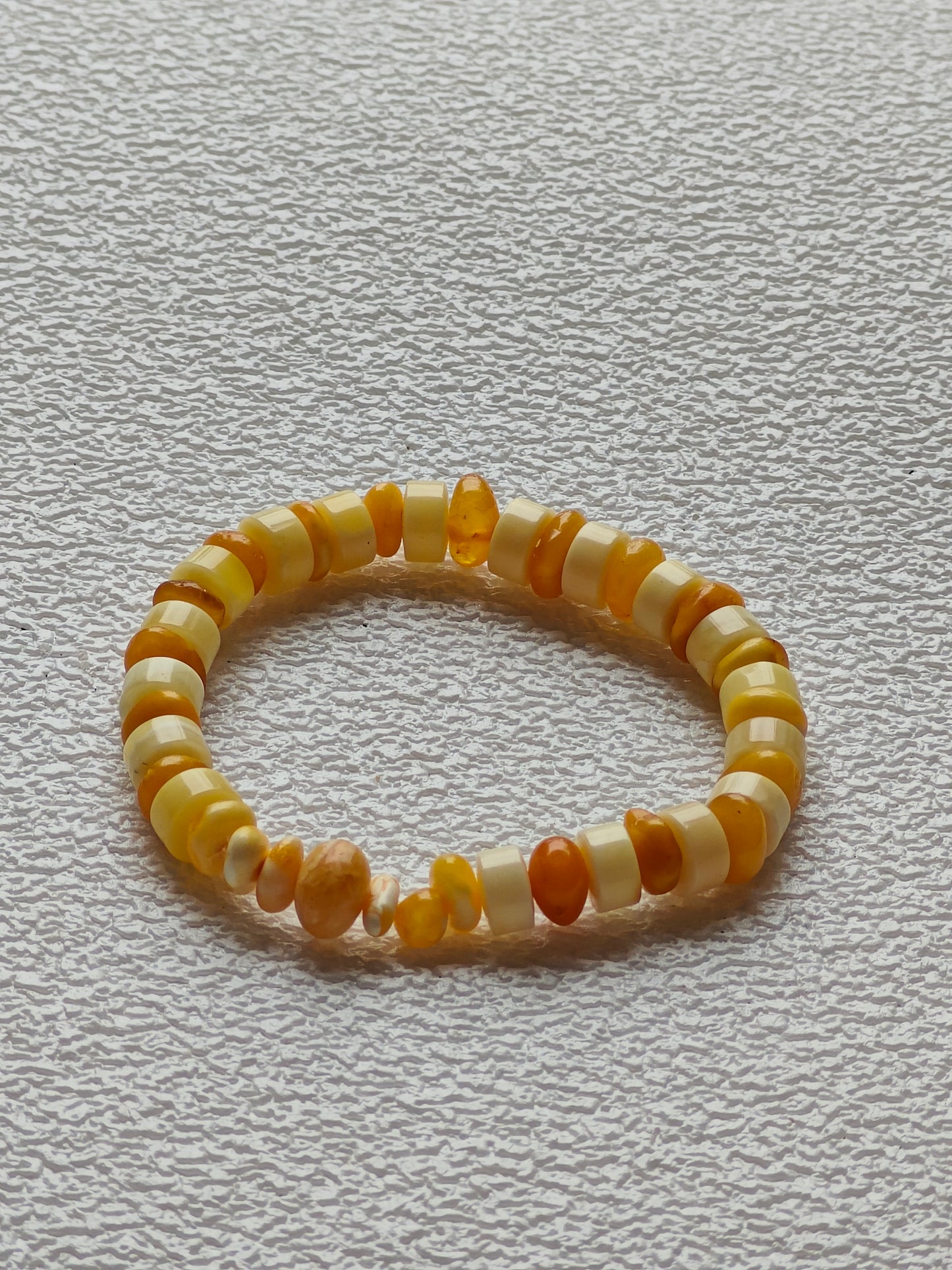 Milk Donut & Aged Amber Beaded Bracelet