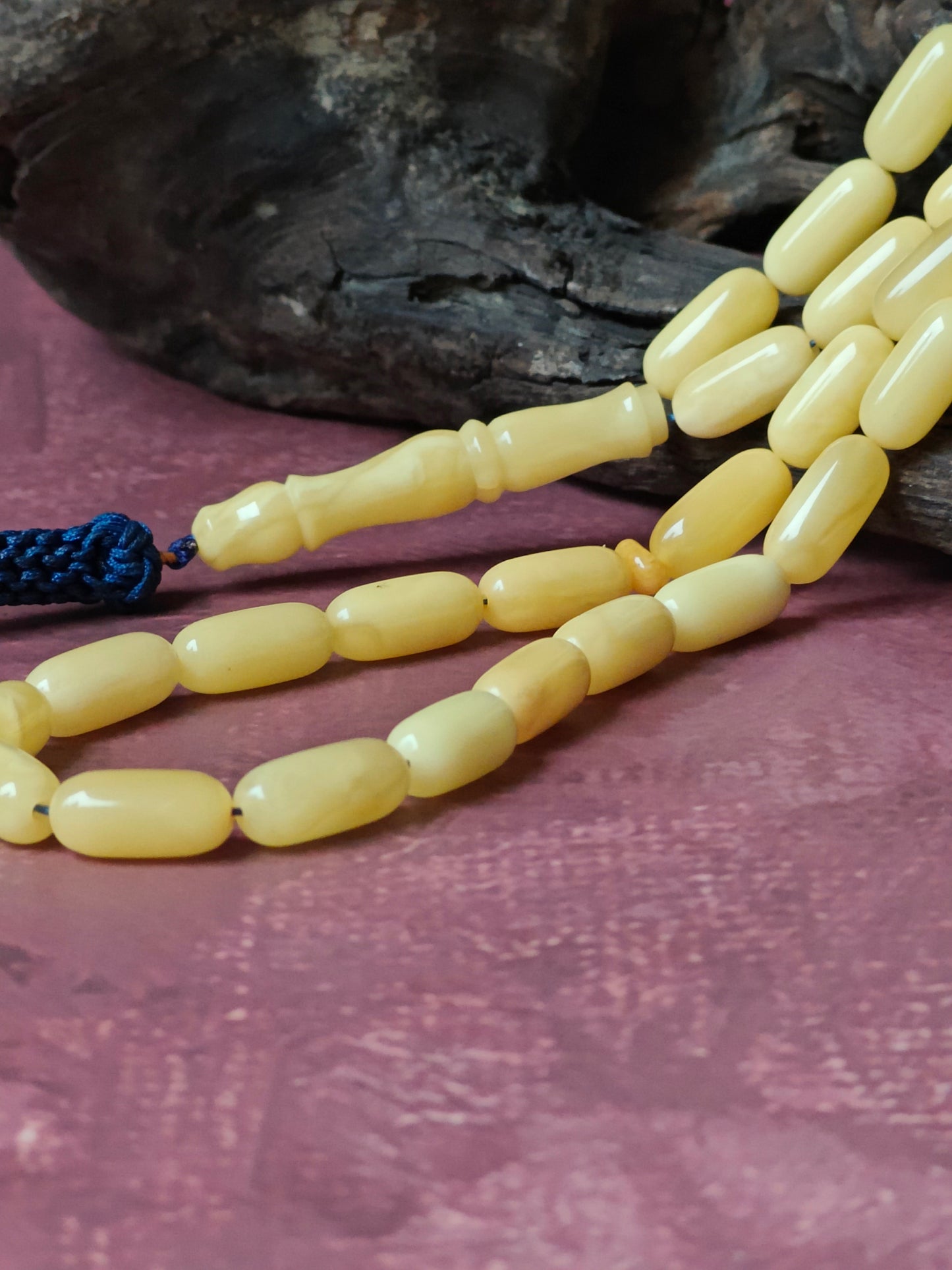 Milky Baltic Amber Rosary | 45 Micro Capsule Shape Beads | Pocket Size | 16.1g