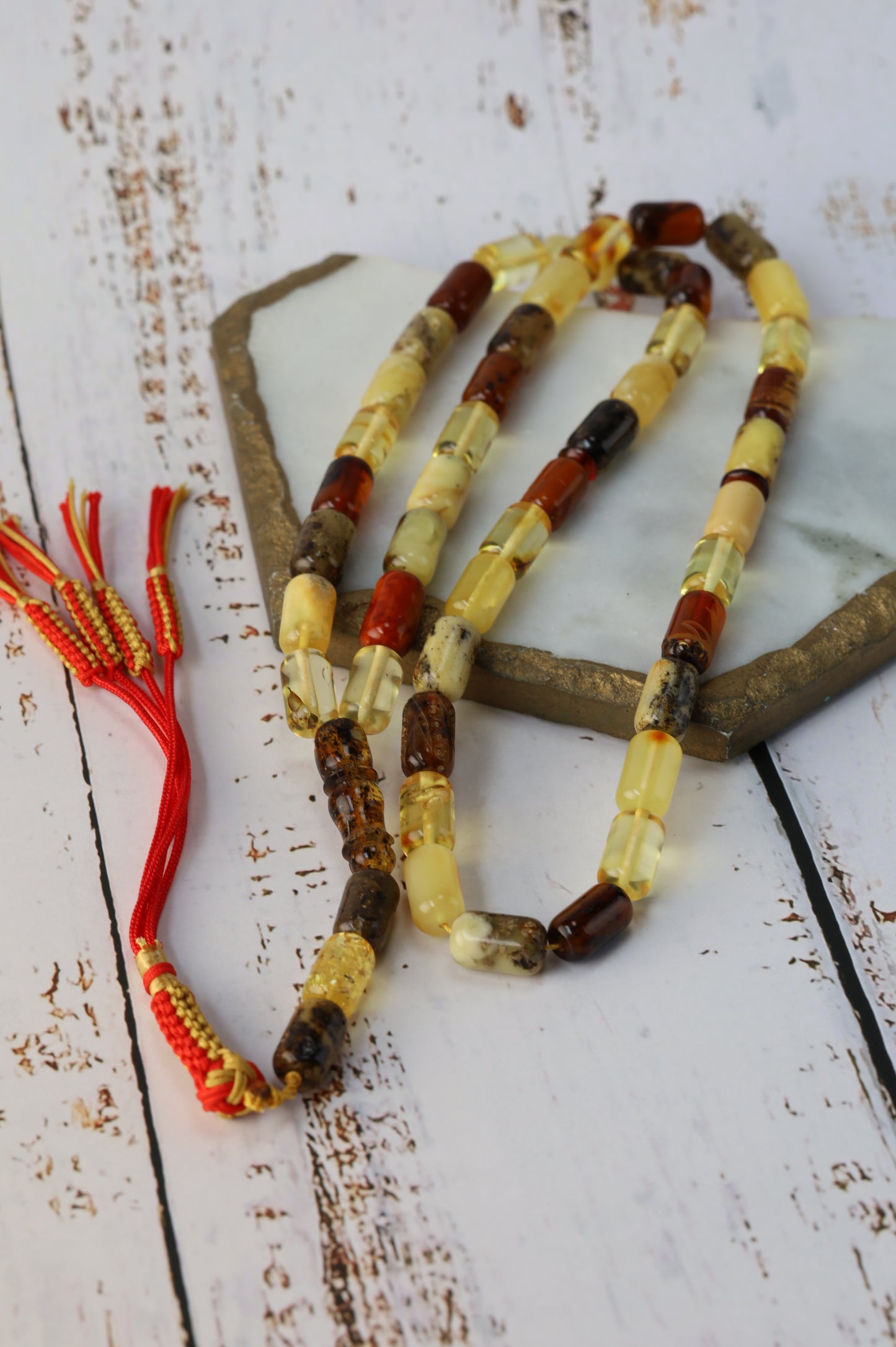 Mackintosh Oreo Amber Misbah – 45 Antique Beads + 3 Spares