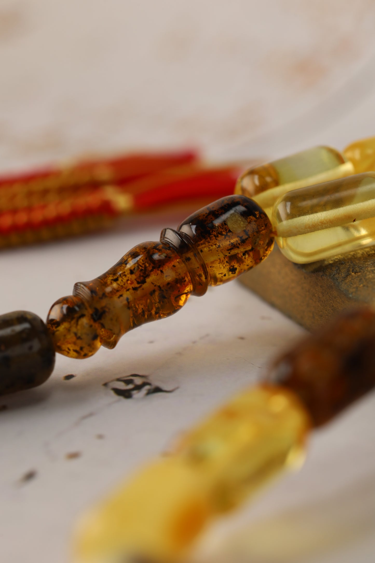Mackintosh Oreo Amber Misbah – 45 Antique Beads + 3 Spares