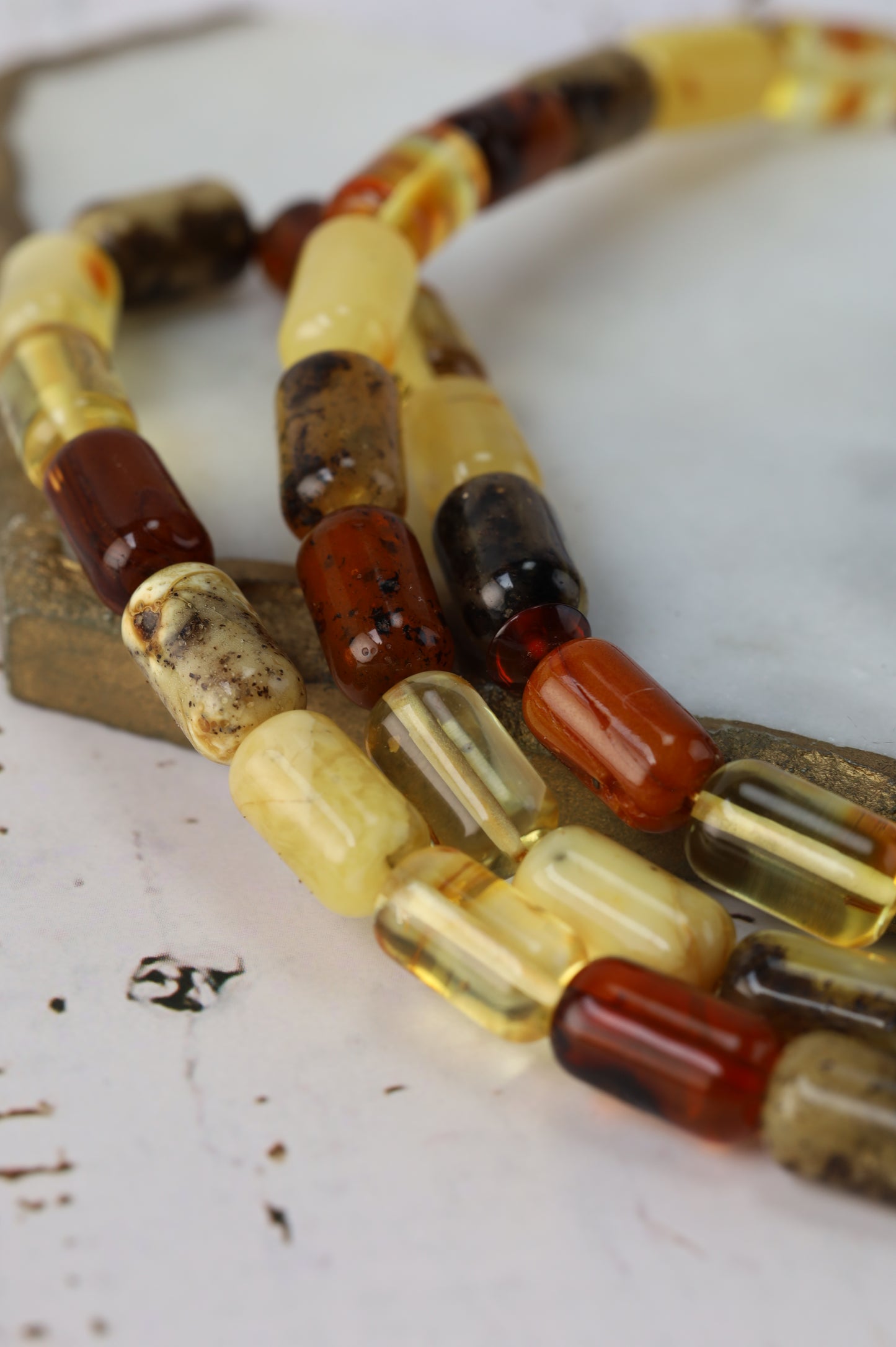Mackintosh Oreo Amber Misbah – 45 Antique Beads + 3 Spares