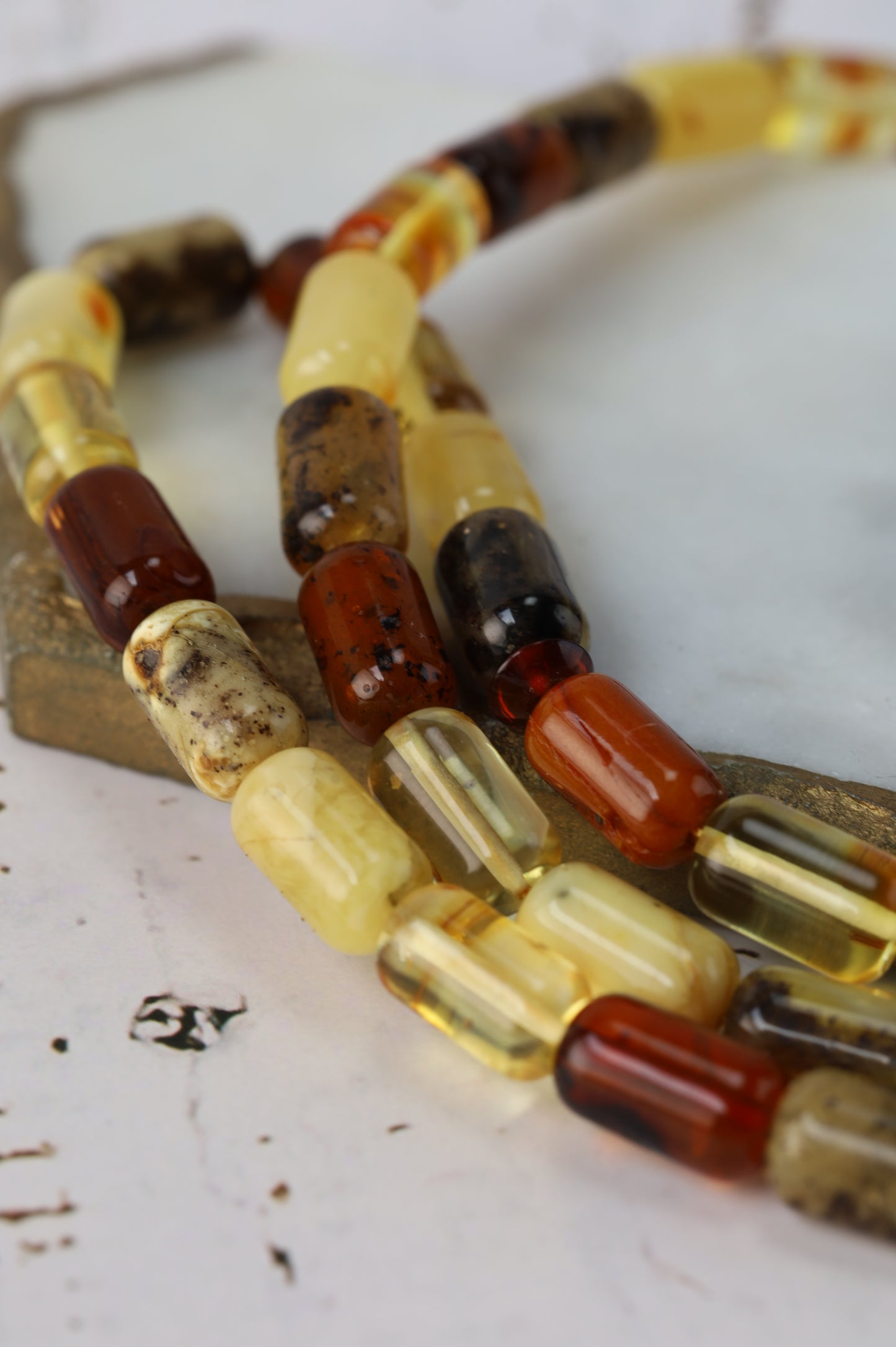 Mackintosh Oreo Amber Misbah – 45 Antique Beads + 3 Spares