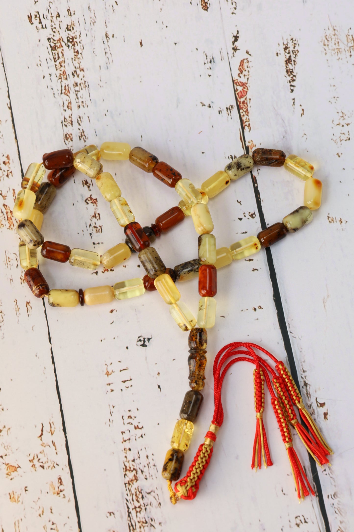 Mackintosh Oreo Amber Misbah – 45 Antique Beads + 3 Spares