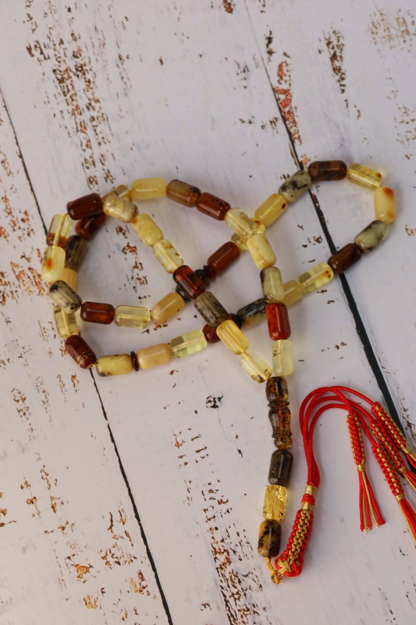 Mackintosh Oreo Amber Misbah – 45 Antique Beads + 3 Spares