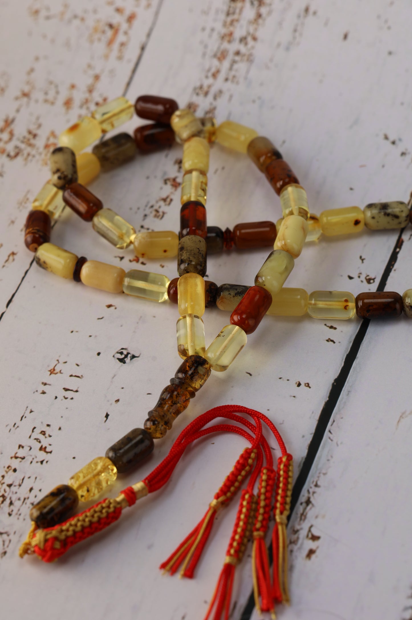 Mackintosh Oreo Amber Misbah – 45 Antique Beads + 3 Spares