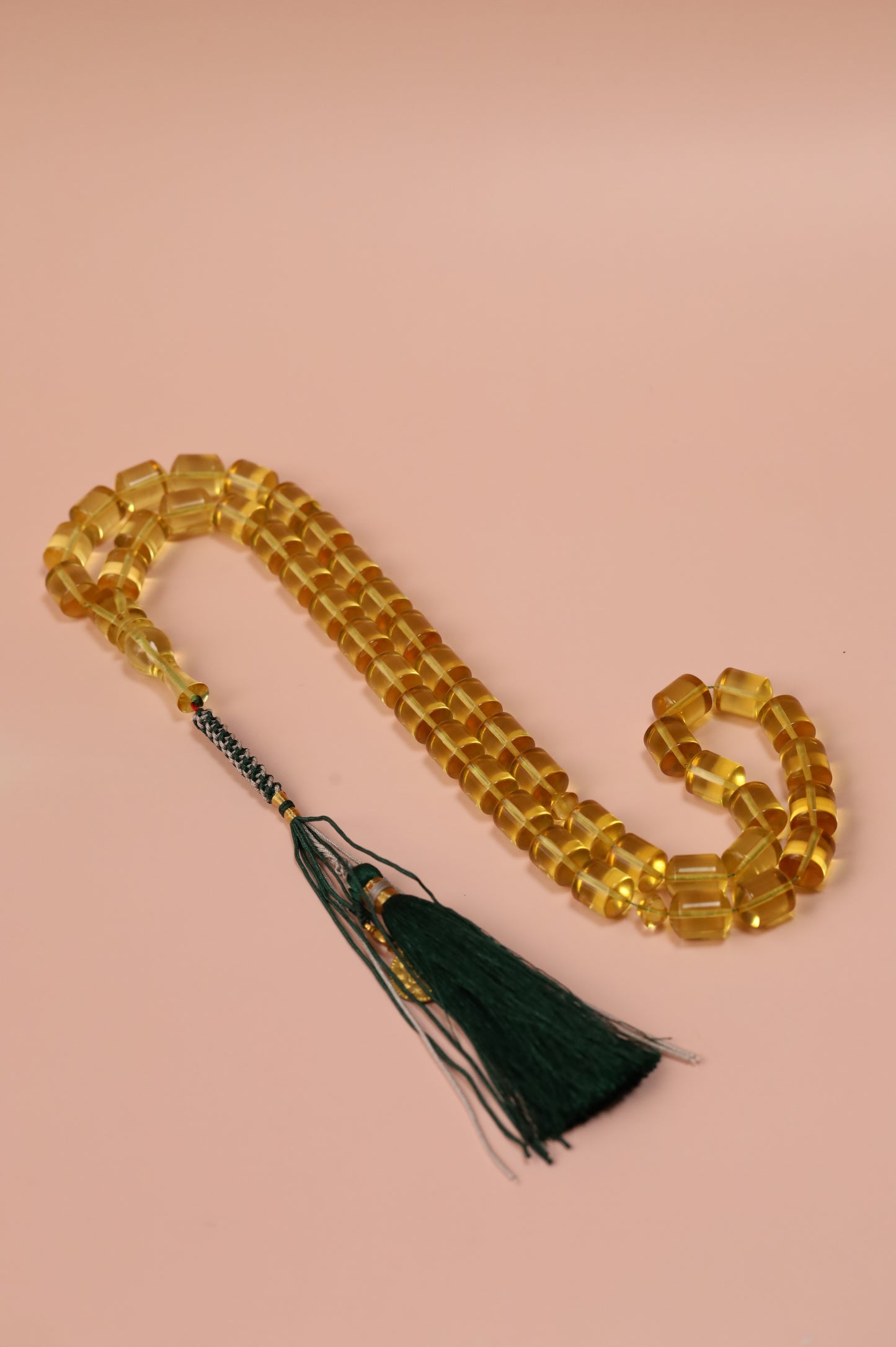 Transparent Citron Amber Misbah – 45 Beads
