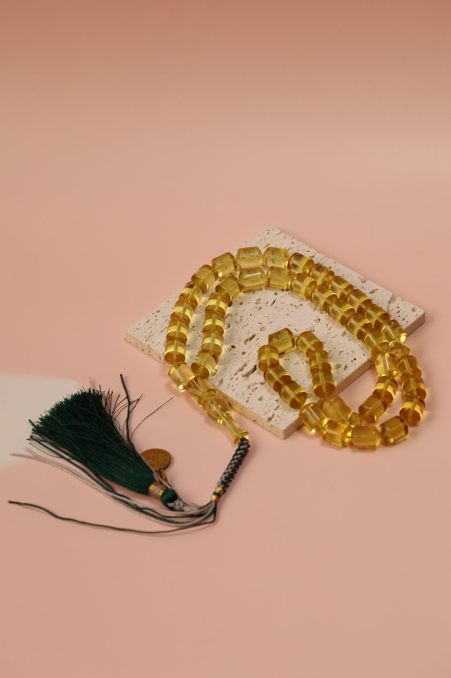 Transparent Citron Amber Misbah – 45 Beads