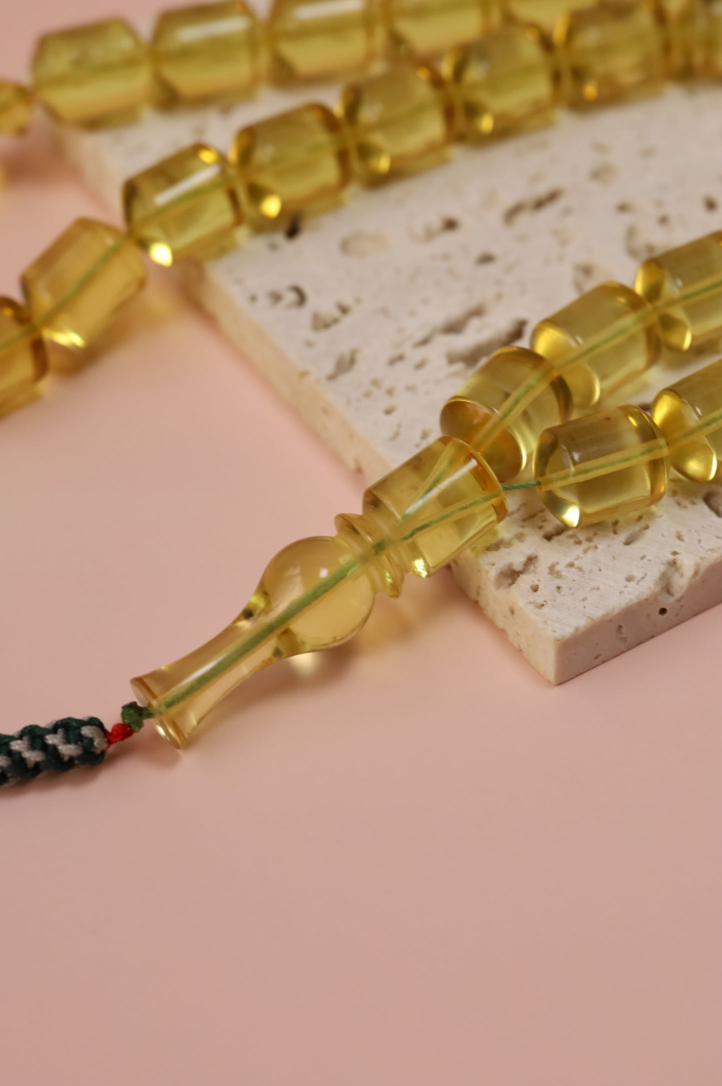 Transparent Citron Amber Misbah – 45 Beads