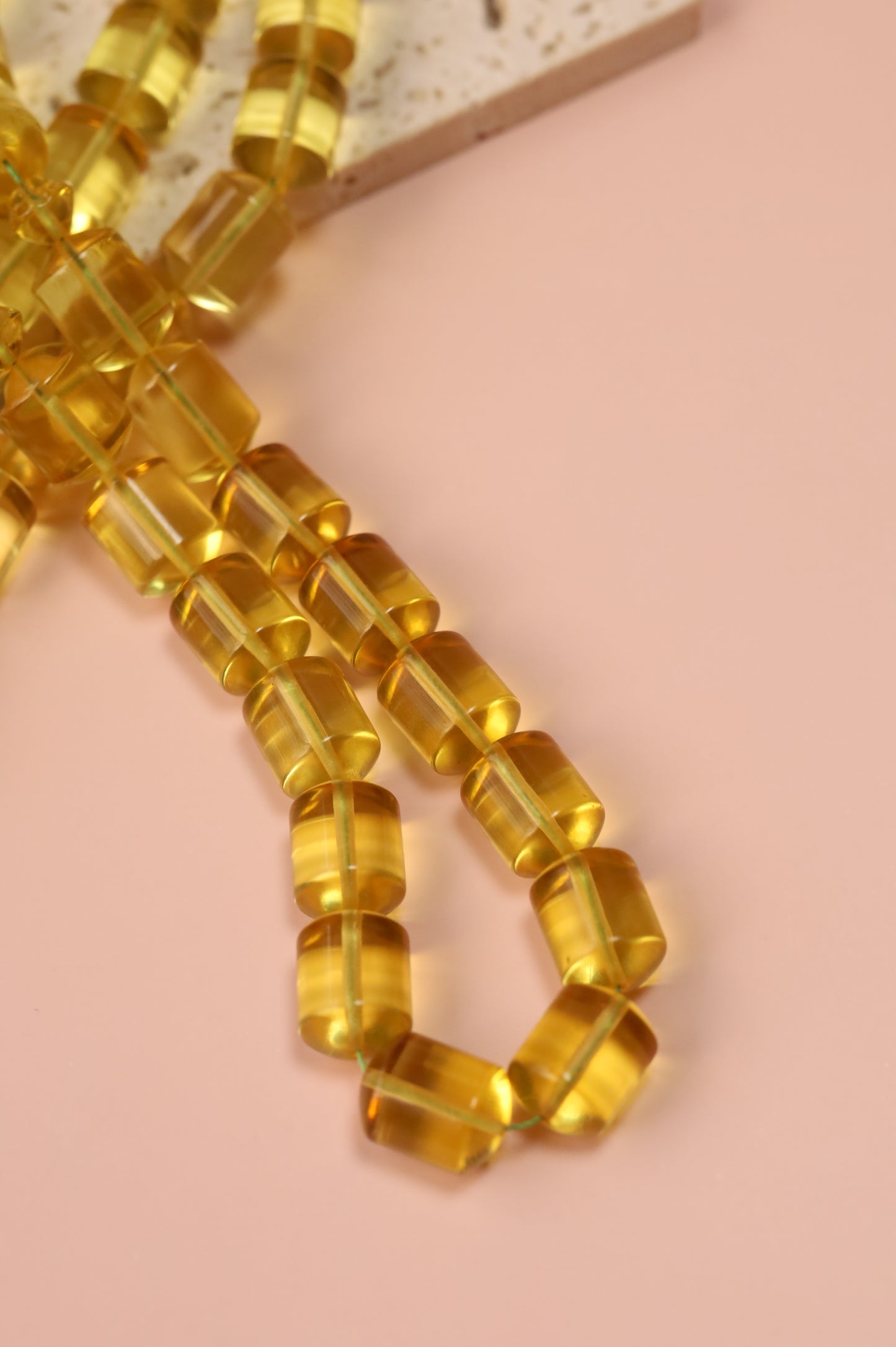 Transparent Citron Amber Misbah – 45 Beads
