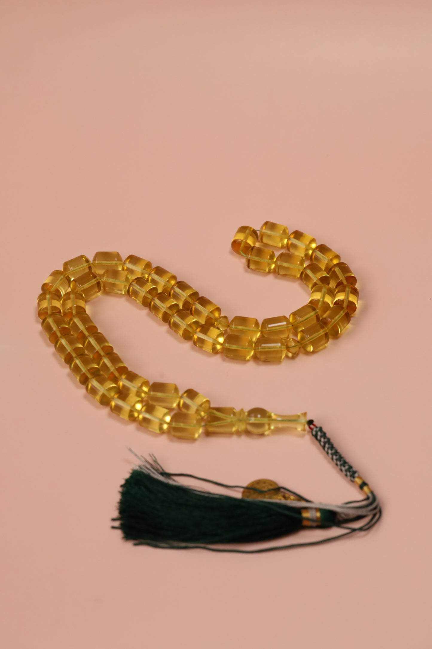 Transparent Citron Amber Misbah – 45 Beads