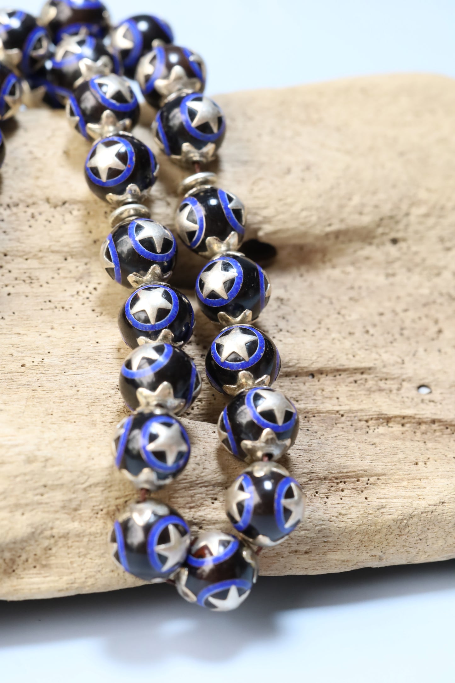 Kokka Wood Misbah with Lapis Lazuli & Silver Stars – Egyptian Craft
