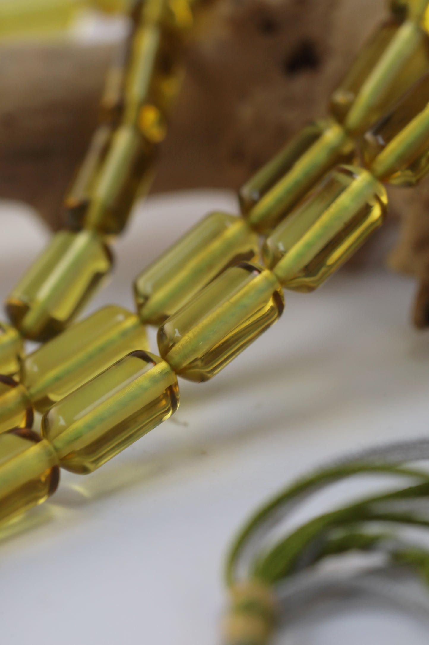 Natural Green Amber Misbah – 45 Beads + 3 Spares