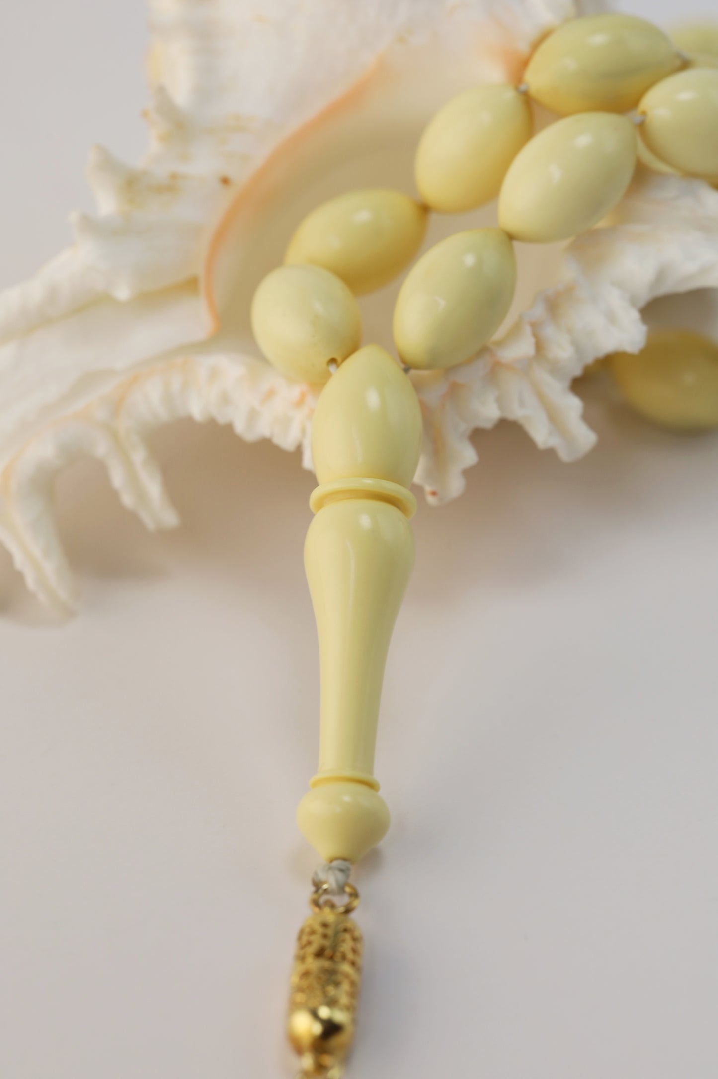 Ivory Chernobyl Old Bakelite Misbah – 33 Selected Olive Shape Beads