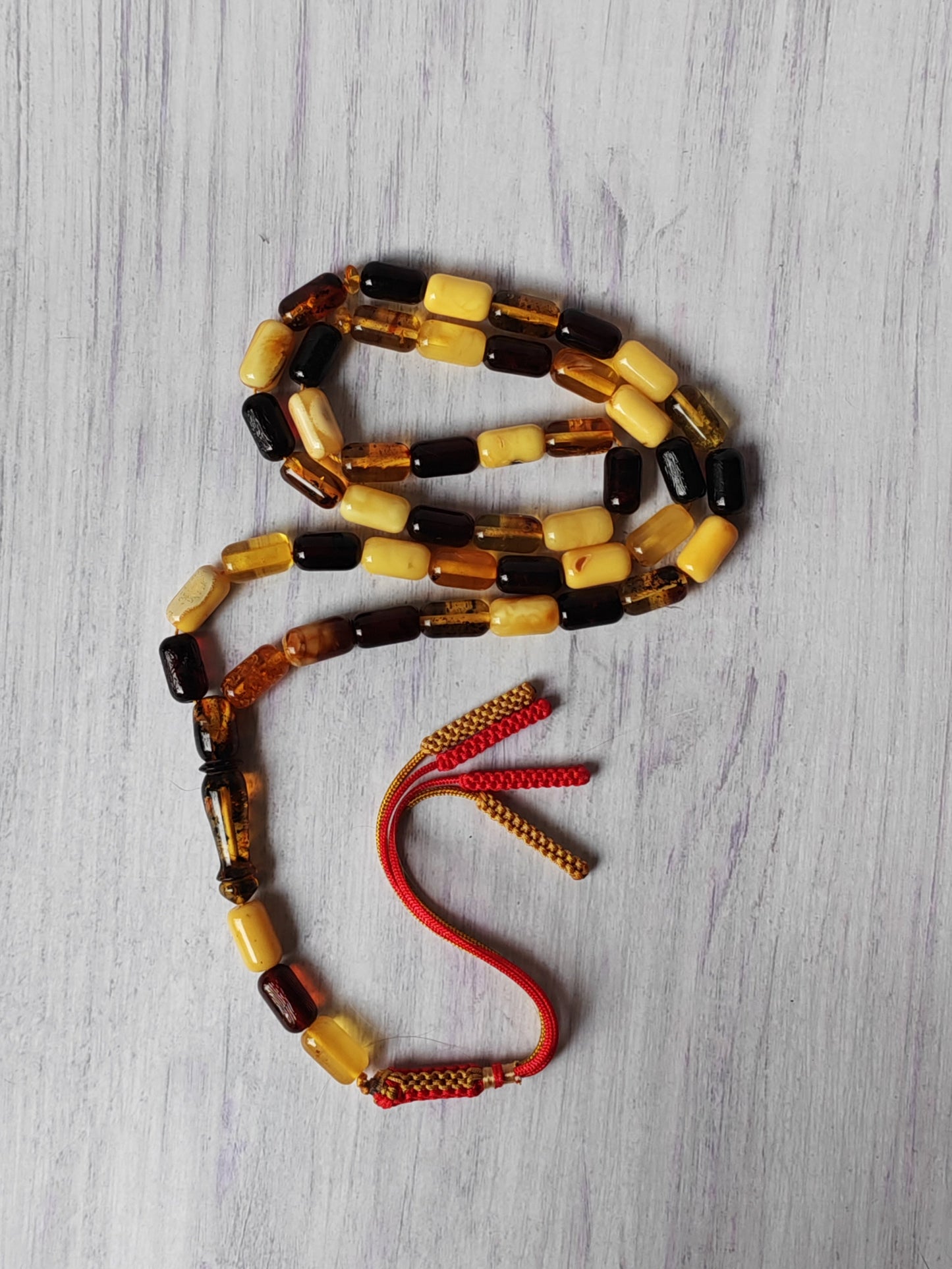 Mackintosh Butterscotch Amber Misbah – 45 Barrel Shape Beads + 3 Spares