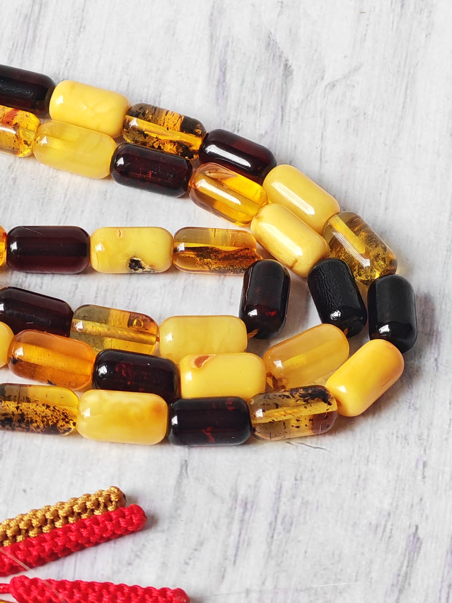 Mackintosh Butterscotch Amber Misbah – 45 Barrel Shape Beads + 3 Spares