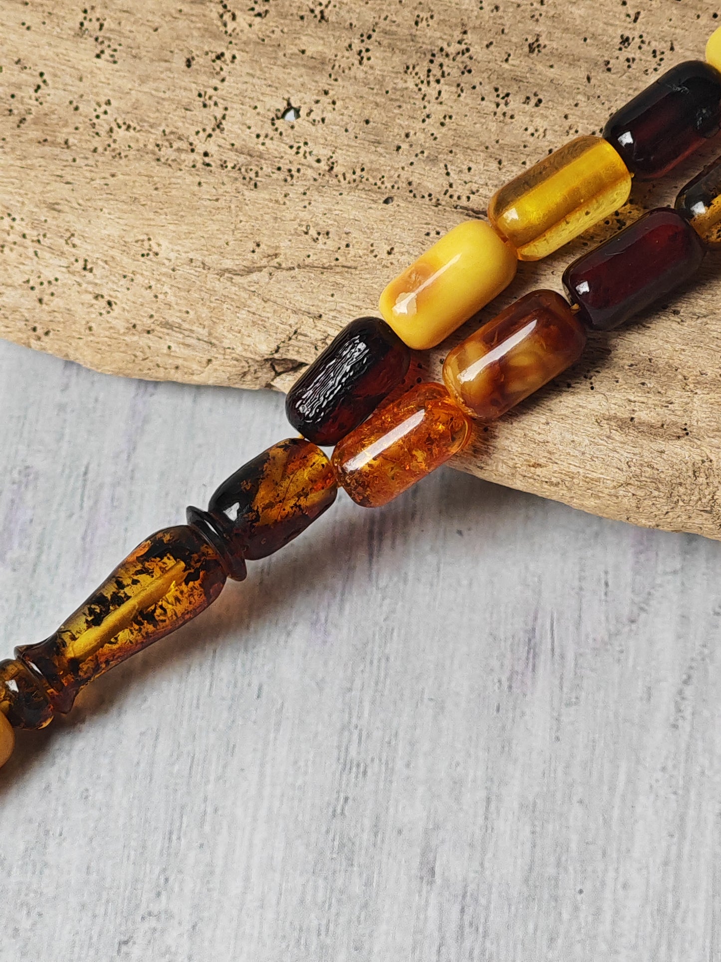 Mackintosh Butterscotch Amber Misbah – 45 Barrel Shape Beads + 3 Spares
