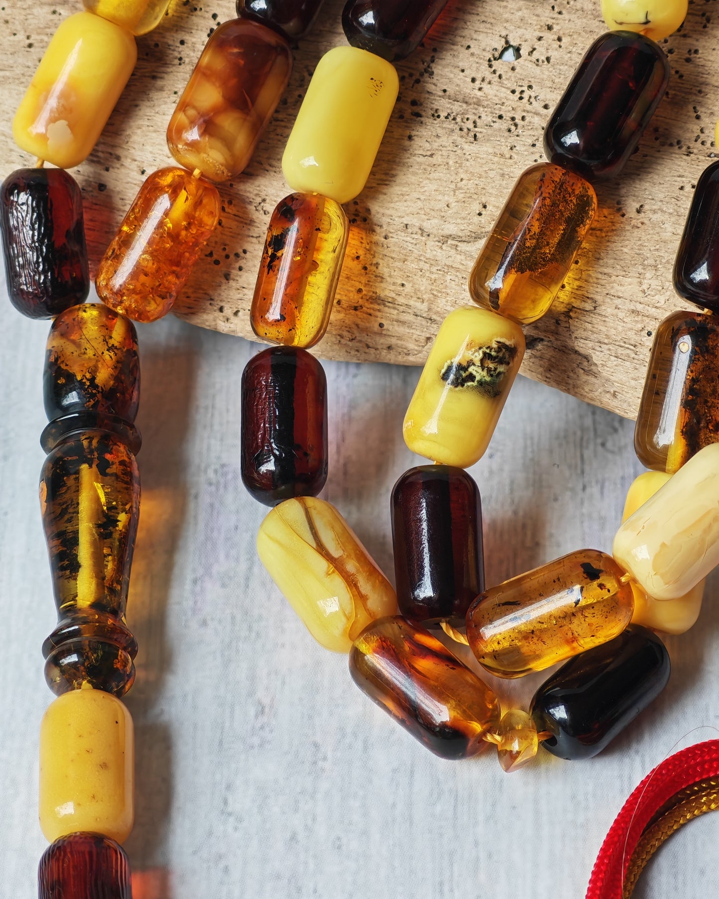 Mackintosh Butterscotch Amber Misbah – 45 Barrel Shape Beads + 3 Spares