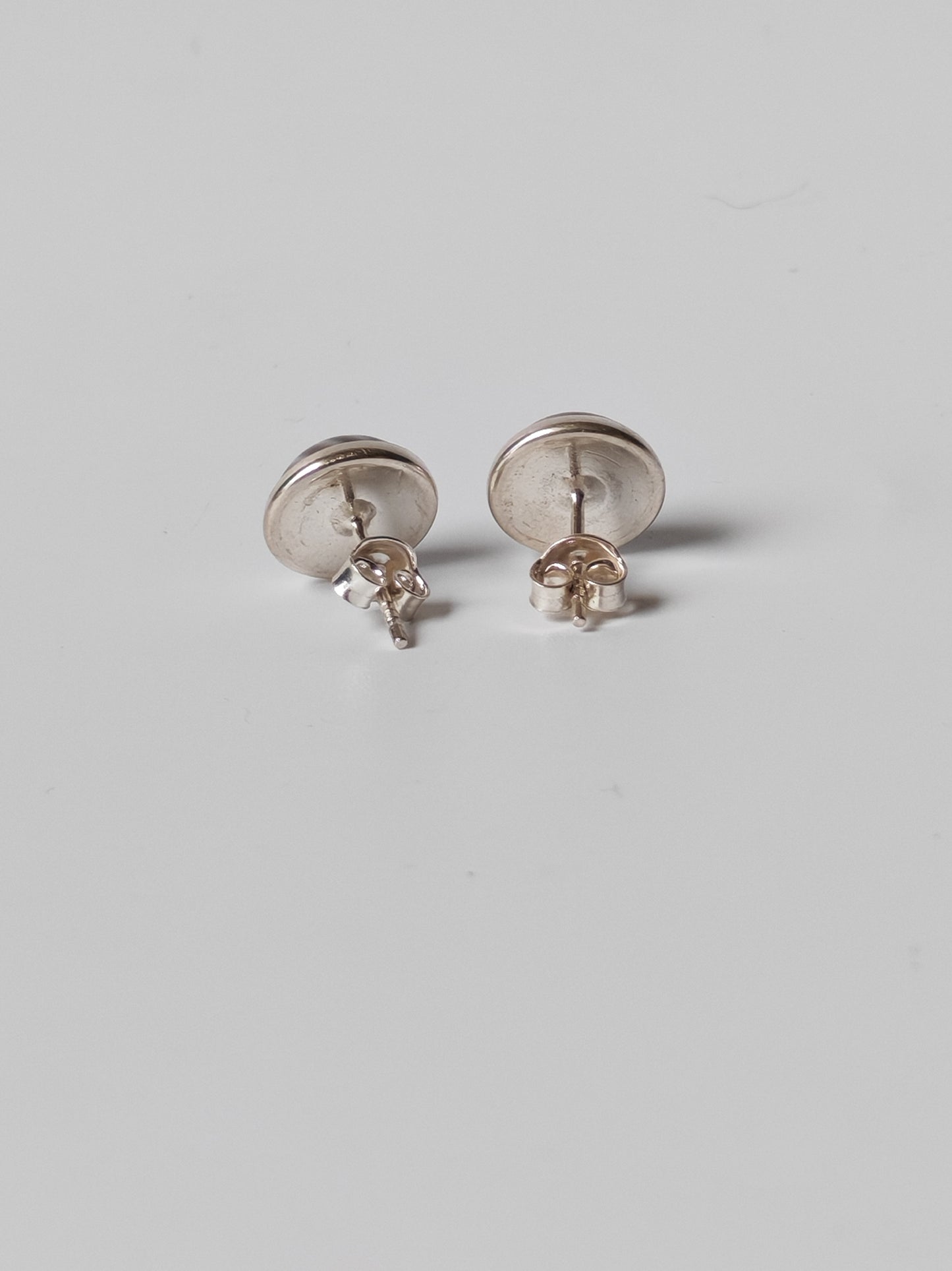 Striped Flint Stud Earrings | Natural Polish Stone
