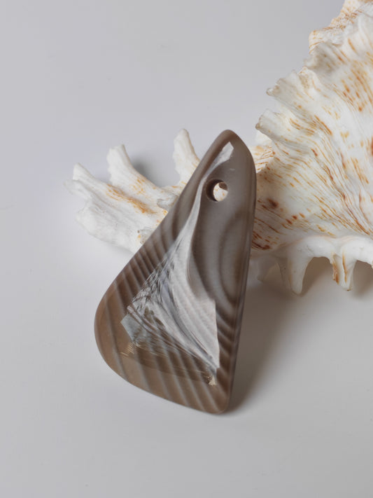 Natural Striped Flint Raw Pendant | Pear-Shaped Stone