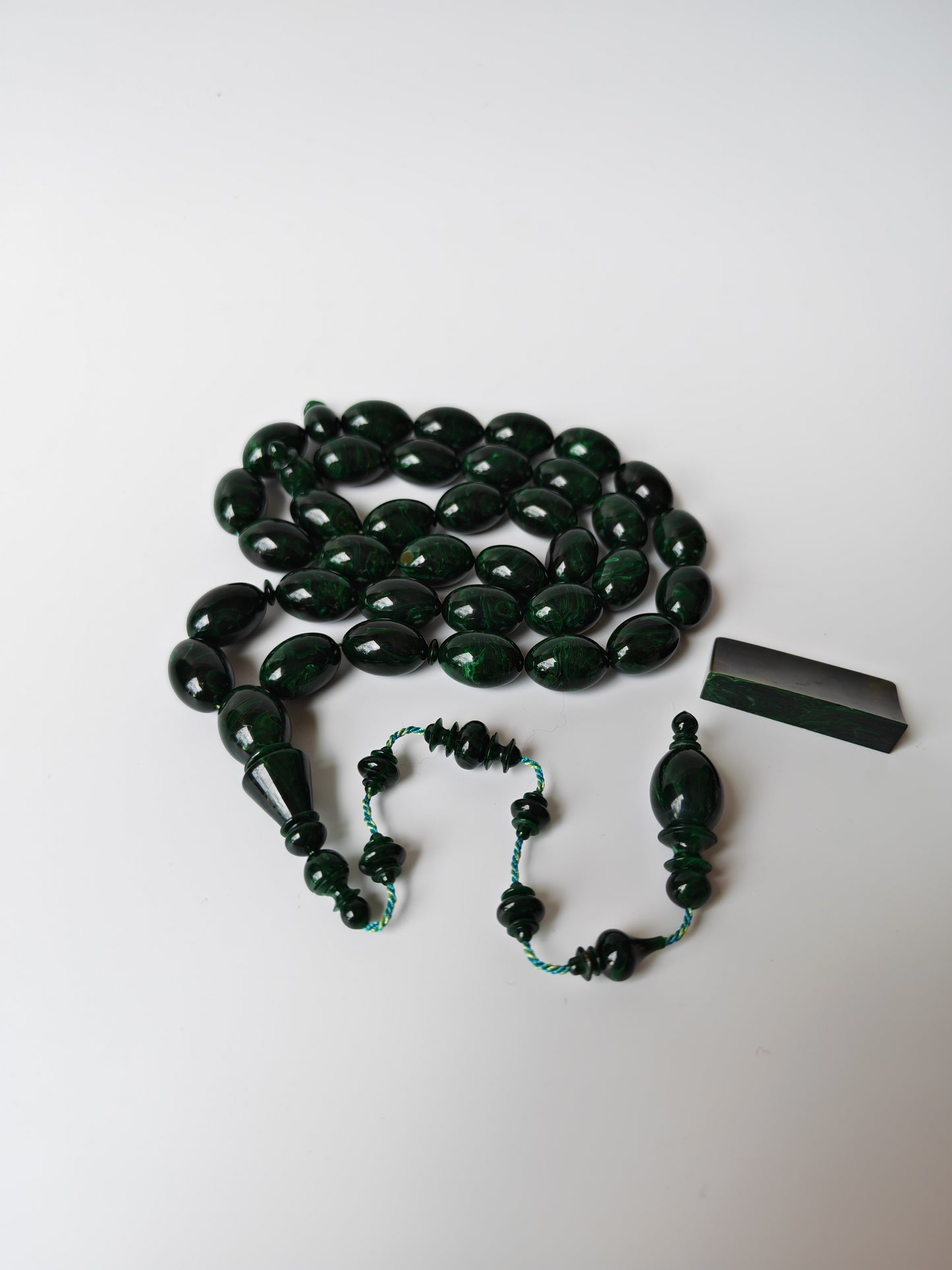 Rare Green Bakelite Tasbih – 35 Beads | Crafted by Ata Jaf