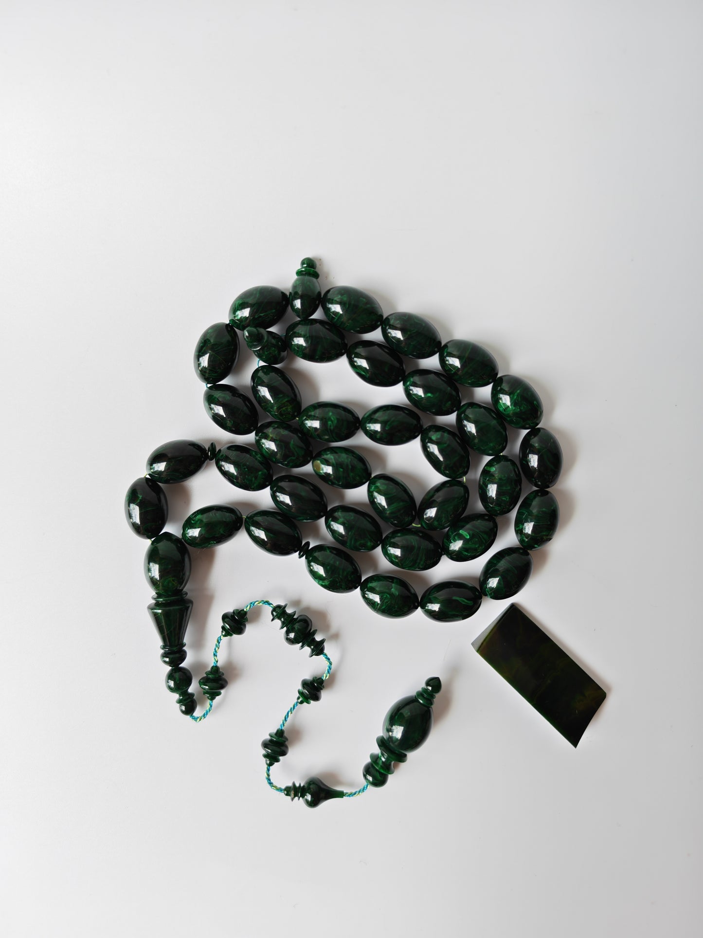 Rare Green Bakelite Tasbih – 35 Beads | Crafted by Ata Jaf