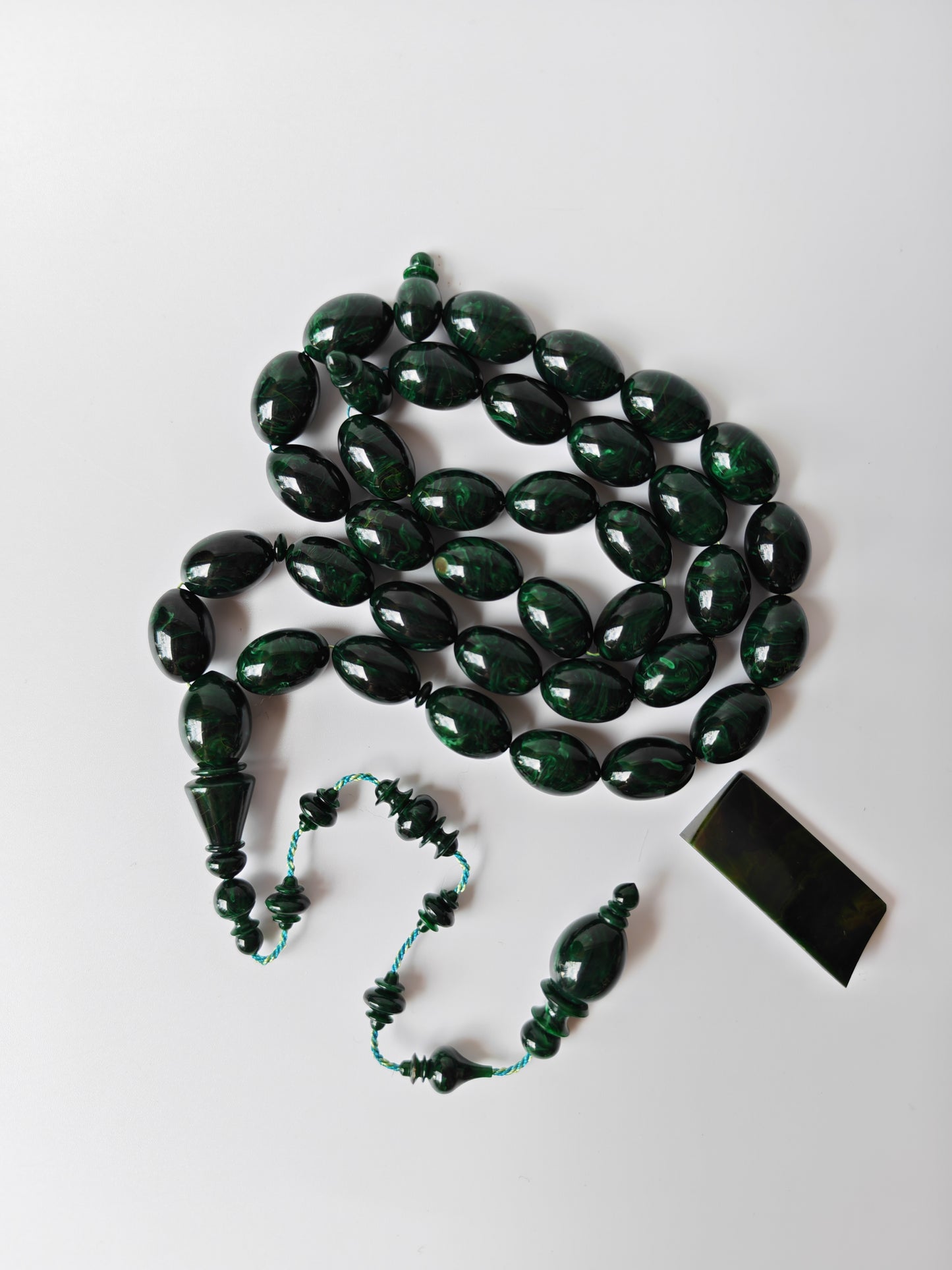 Rare Green Bakelite Tasbih – 35 Beads | Crafted by Ata Jaf