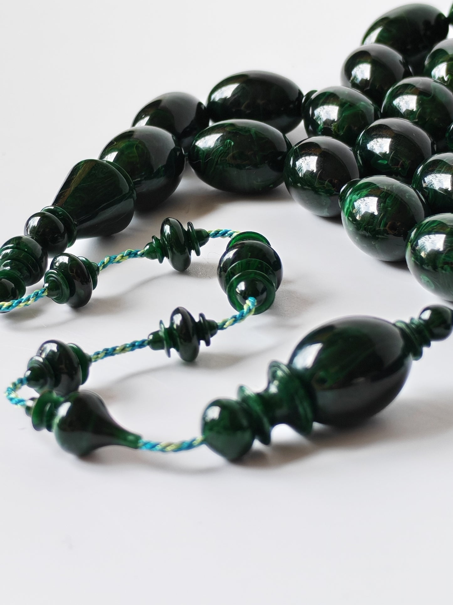 Rare Green Bakelite Tasbih – 35 Beads | Crafted by Ata Jaf