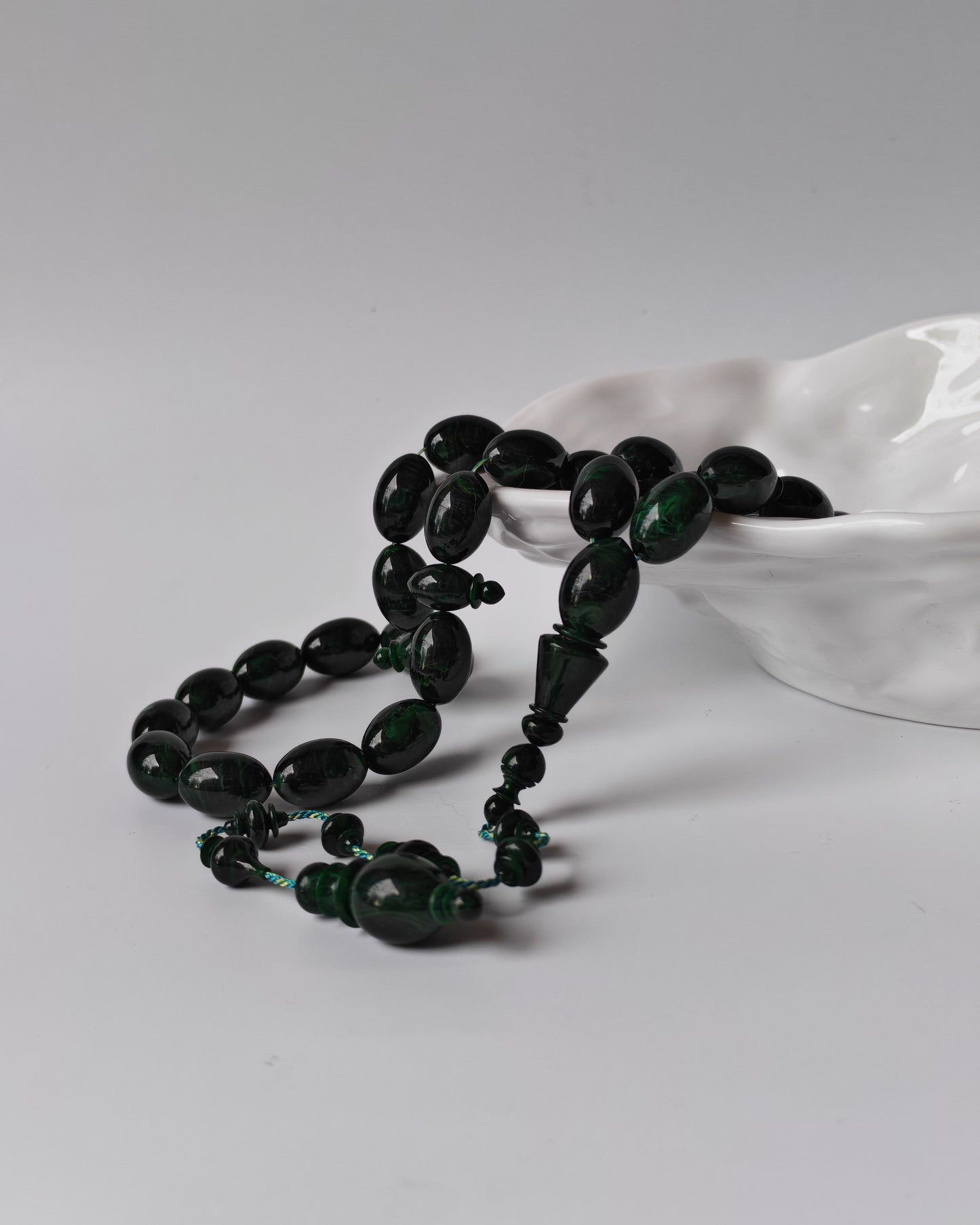 Rare Green Bakelite Tasbih – 35 Beads | Crafted by Ata Jaf