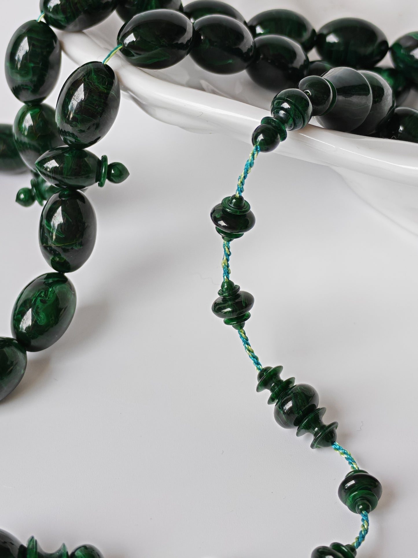 Rare Green Bakelite Tasbih – 35 Beads | Crafted by Ata Jaf