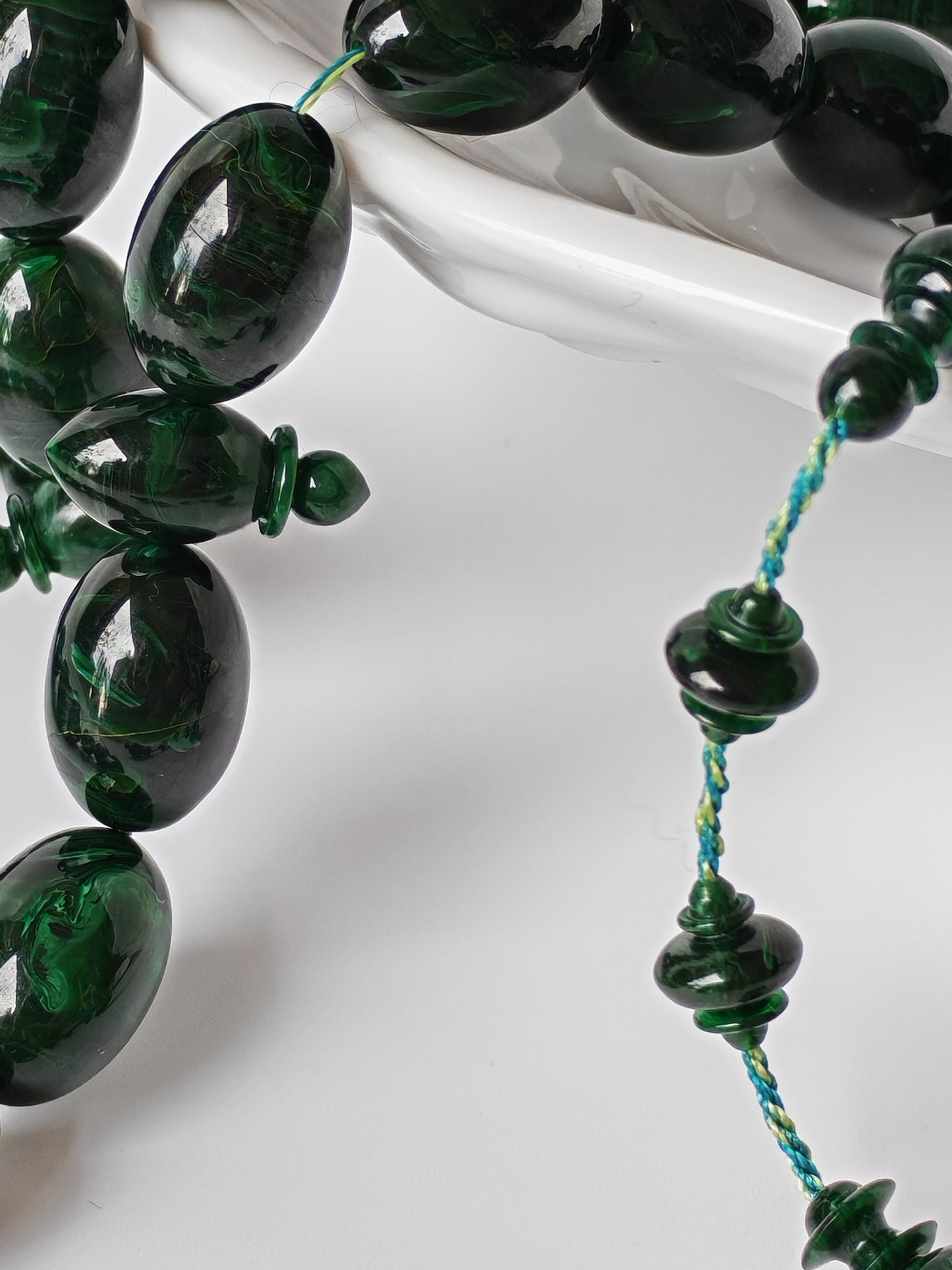 Rare Green Bakelite Tasbih – 35 Beads | Crafted by Ata Jaf