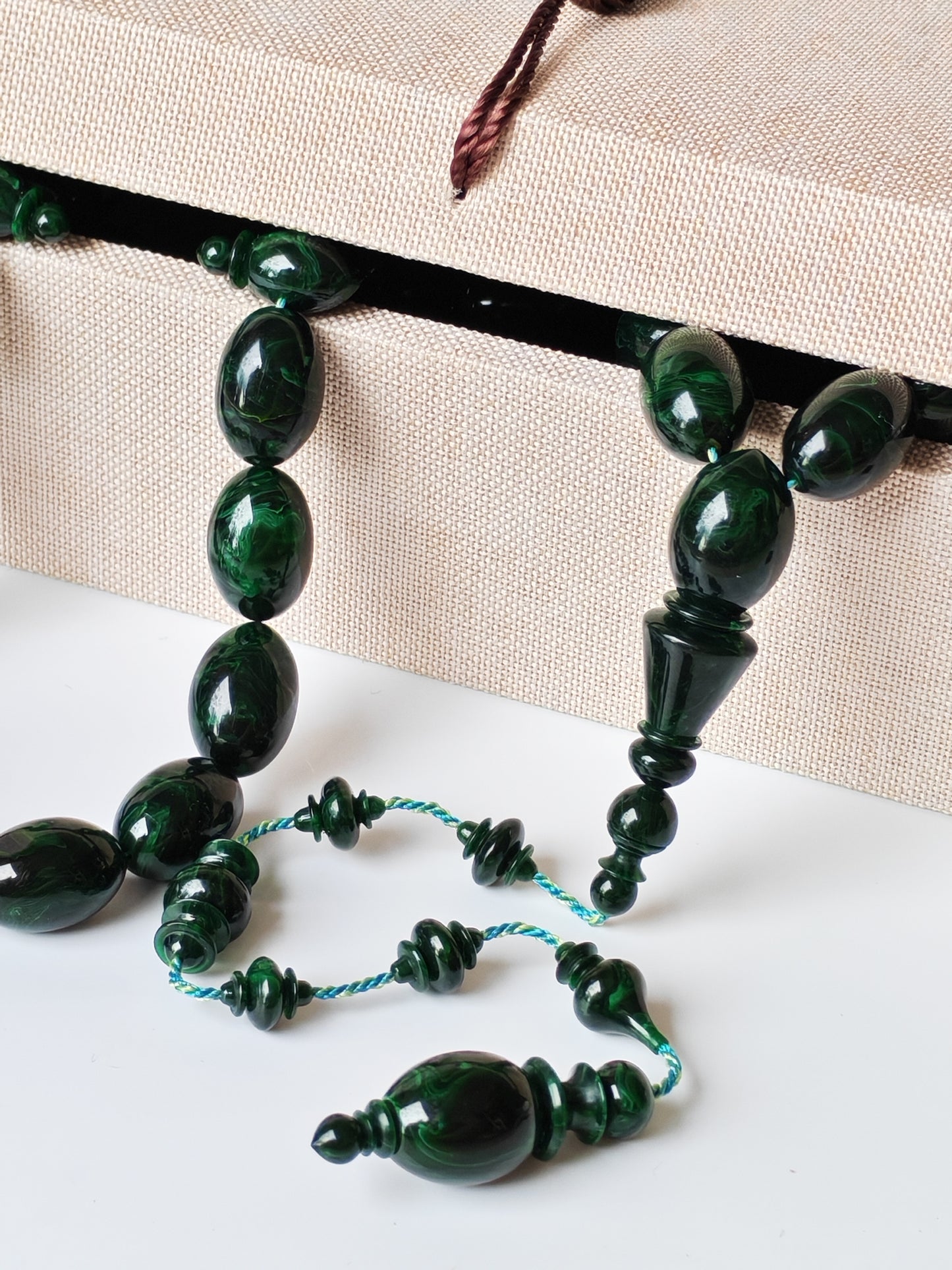 Rare Green Bakelite Tasbih – 35 Beads | Crafted by Ata Jaf