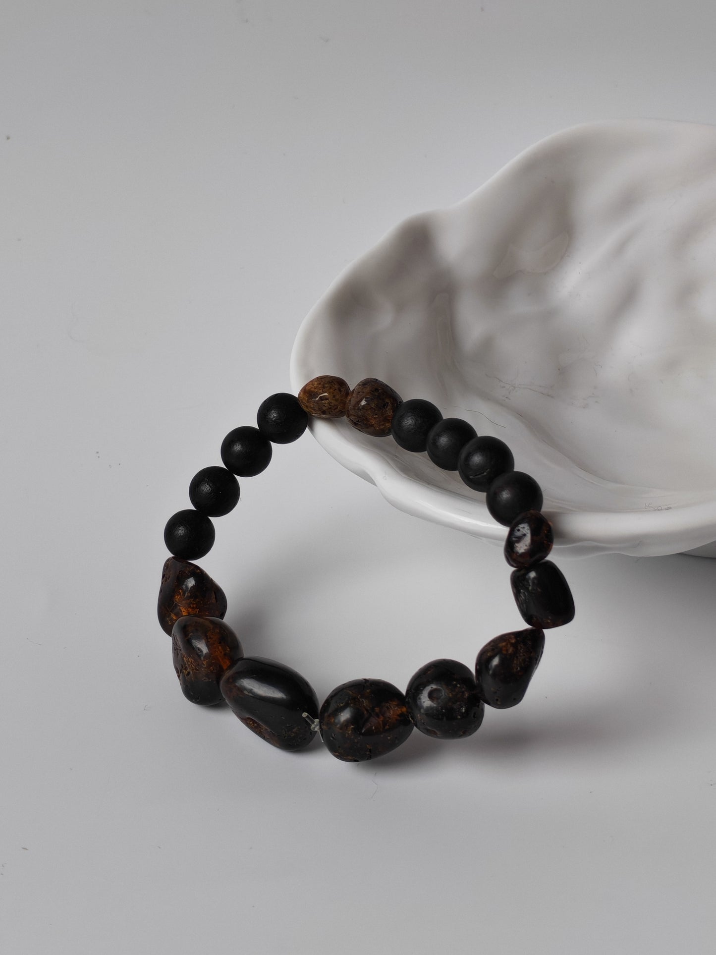 Raw Baltic Amber Bracelet | Irregular Beads with Natural Debris