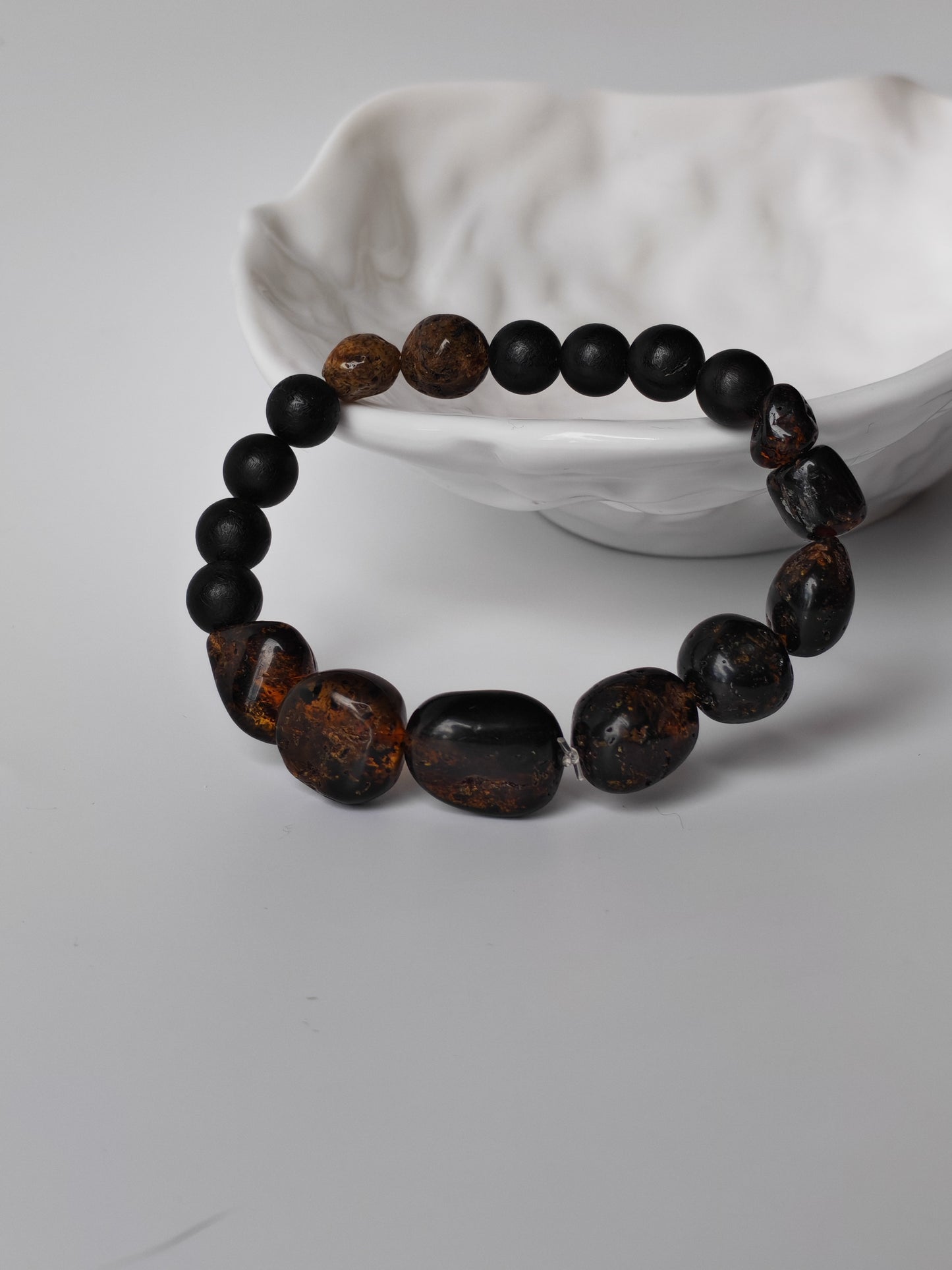 Raw Baltic Amber Bracelet | Irregular Beads with Natural Debris
