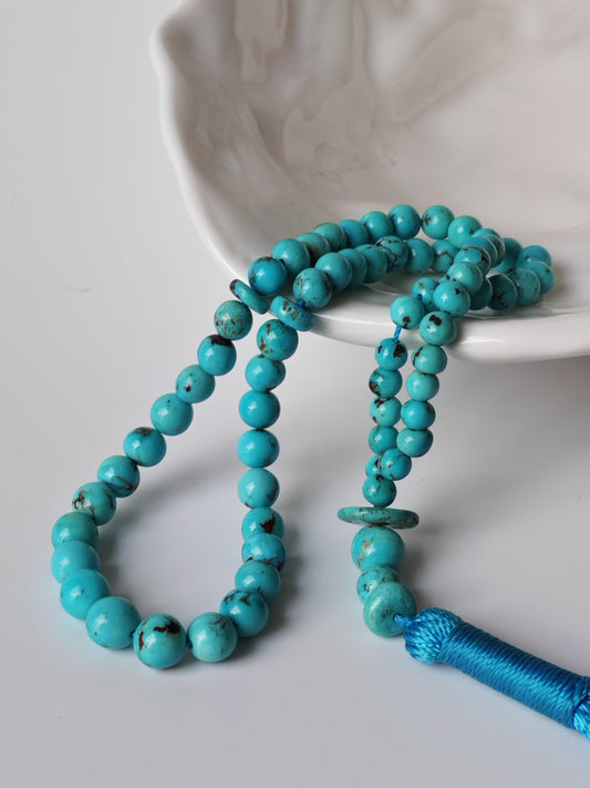 Natural Persian Turquoise Irregular Rosary – 66 Beads