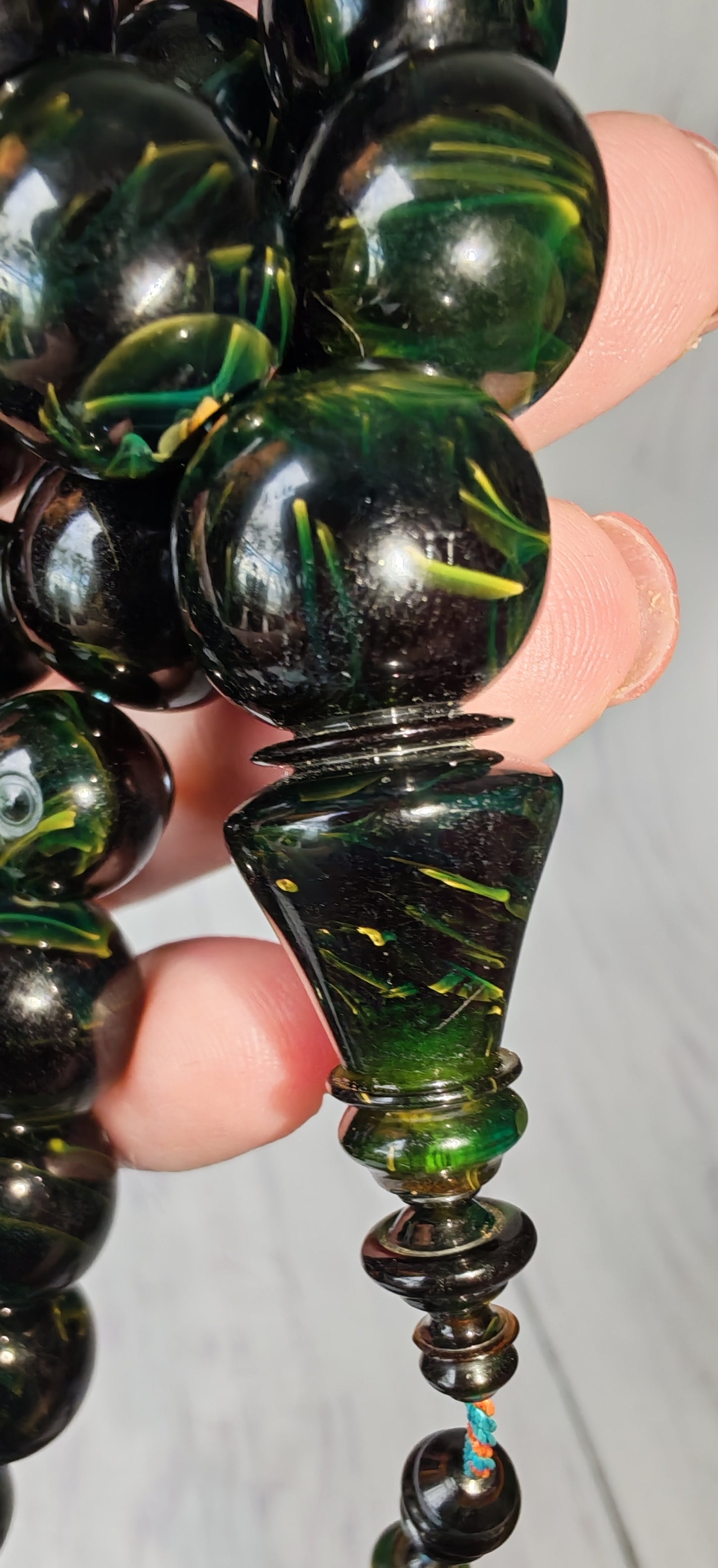Dark Blue Moon Bakelite Rosary 55 Donut Beads
