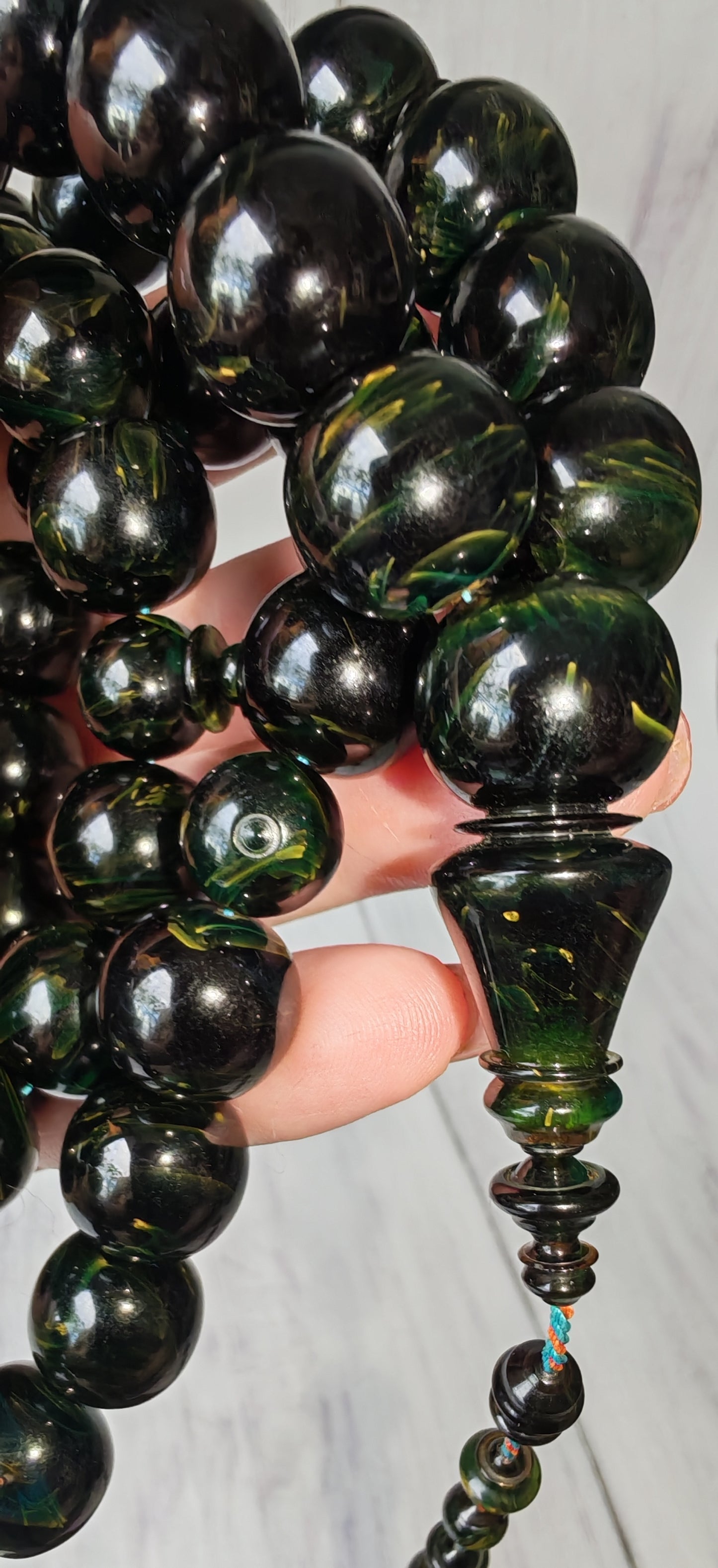 Dark Blue Moon Bakelite Rosary 55 Donut Beads