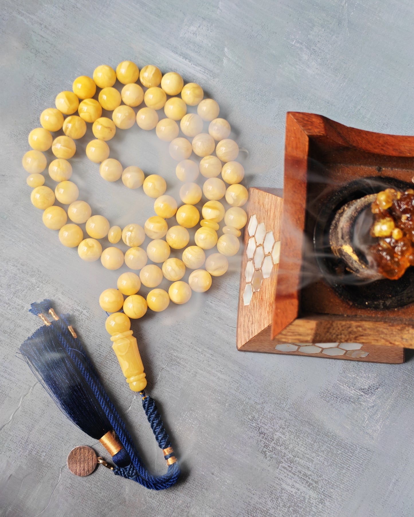 Long Collectible Natural Butterscotch Amber Rosary 67 Beads