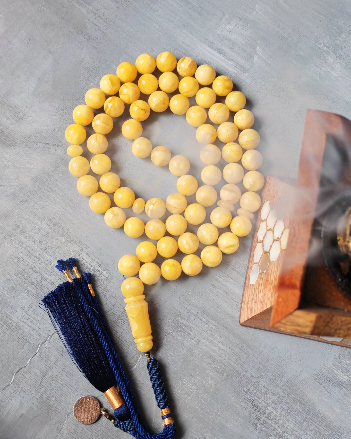 Long Collectible Natural Butterscotch Amber Rosary 67 Beads