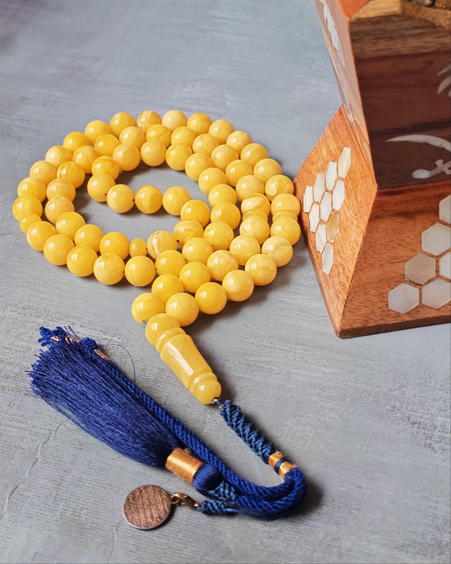 Long Collectible Natural Butterscotch Amber Rosary 67 Beads