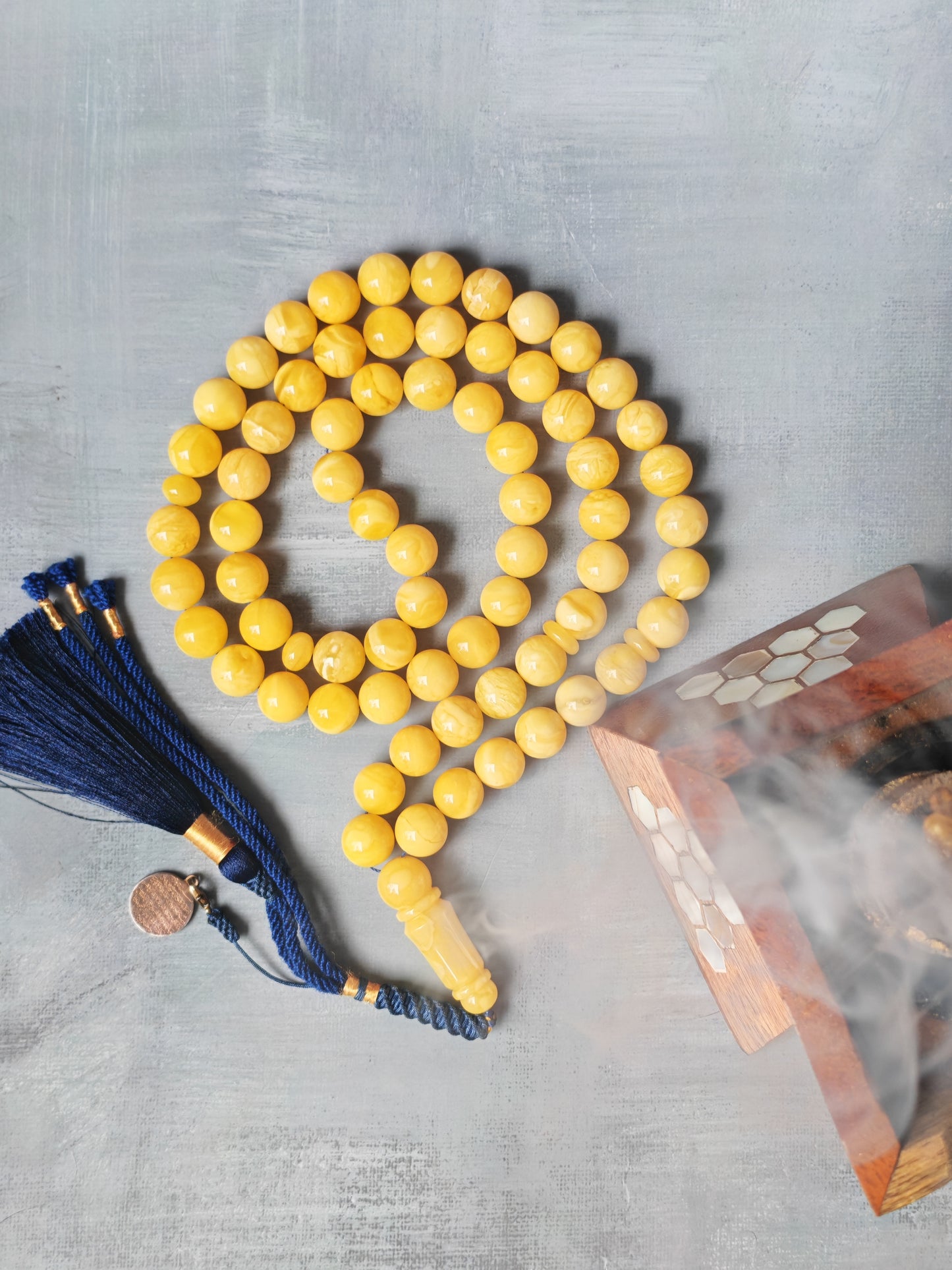 Long Collectible Natural Butterscotch Amber Rosary 67 Beads