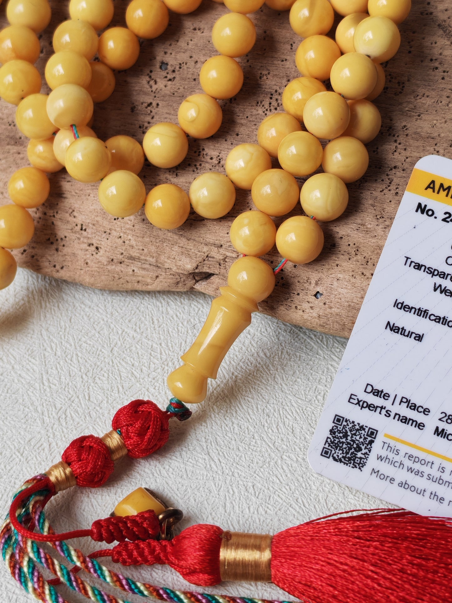 Aged Royal White Baltic Amber Tasbih with Certificate 99 Beads