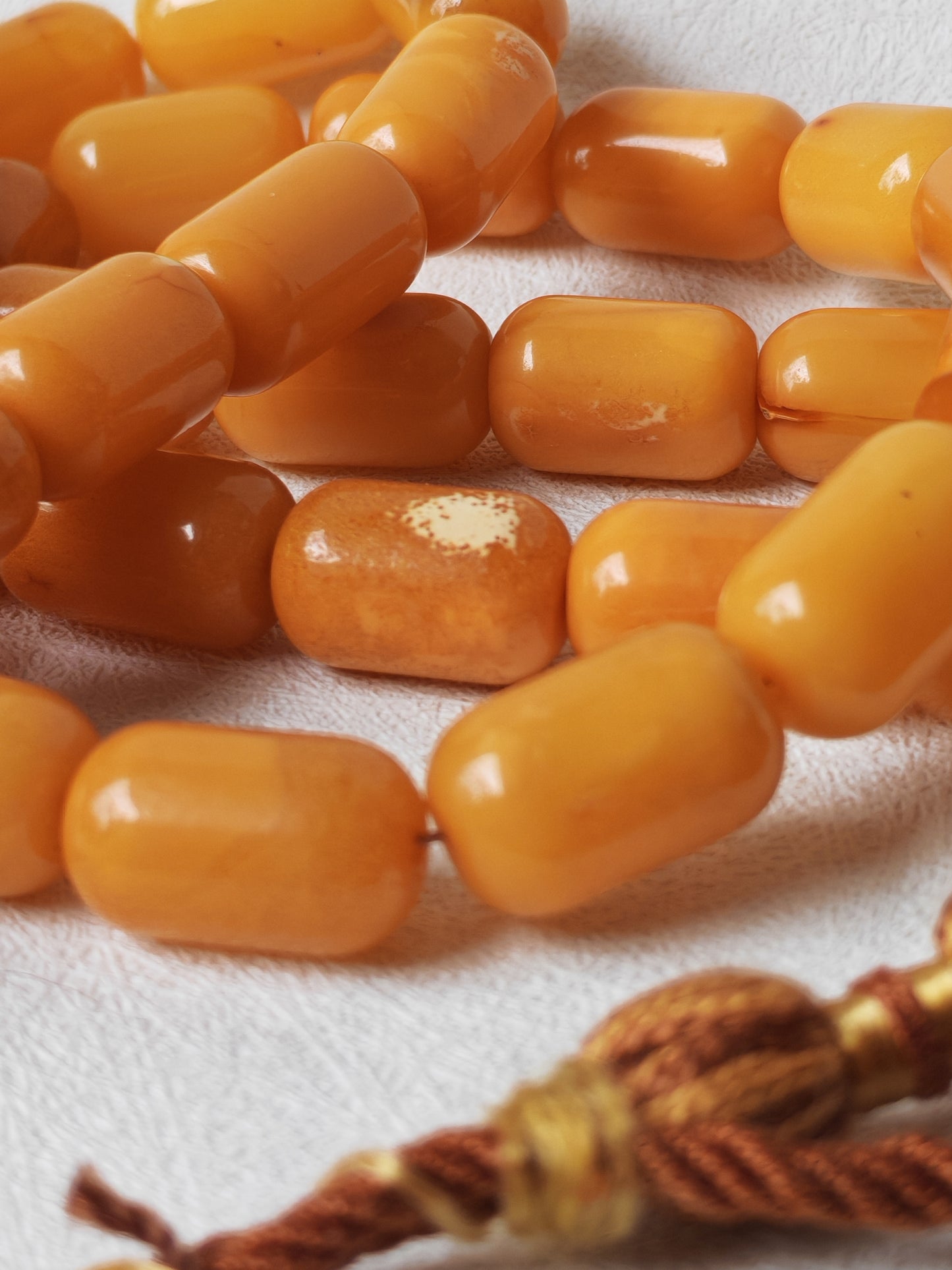 Vintage Natural Aged Barrel Shaped Honey Amber Rosary 41 Beads