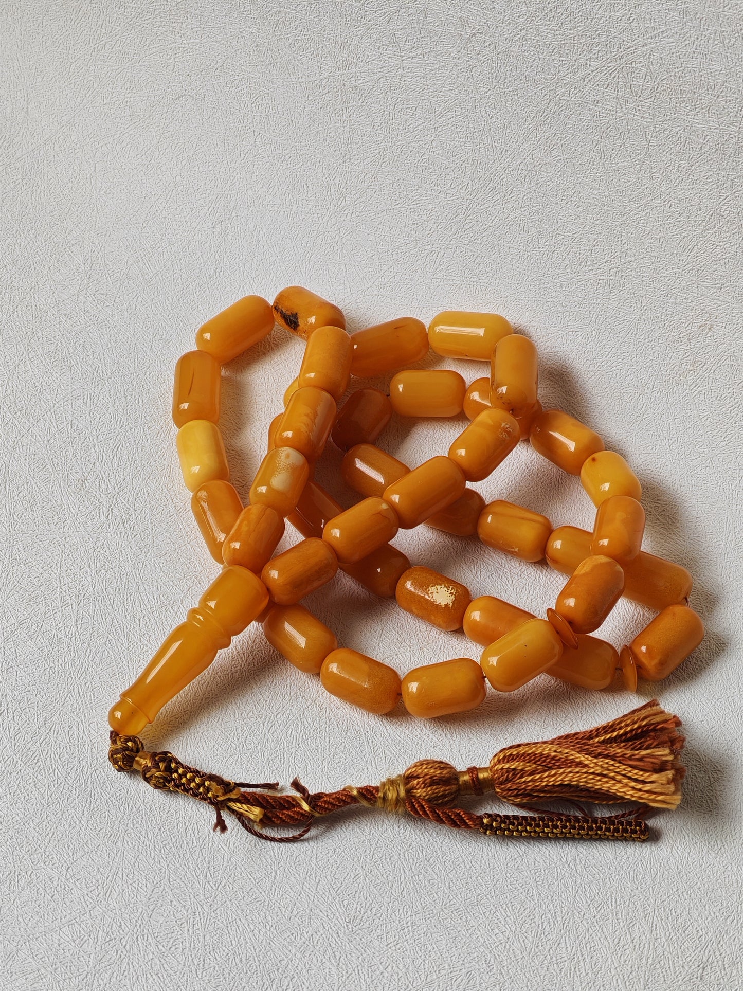 Vintage Natural Aged Barrel Shaped Honey Amber Rosary 41 Beads