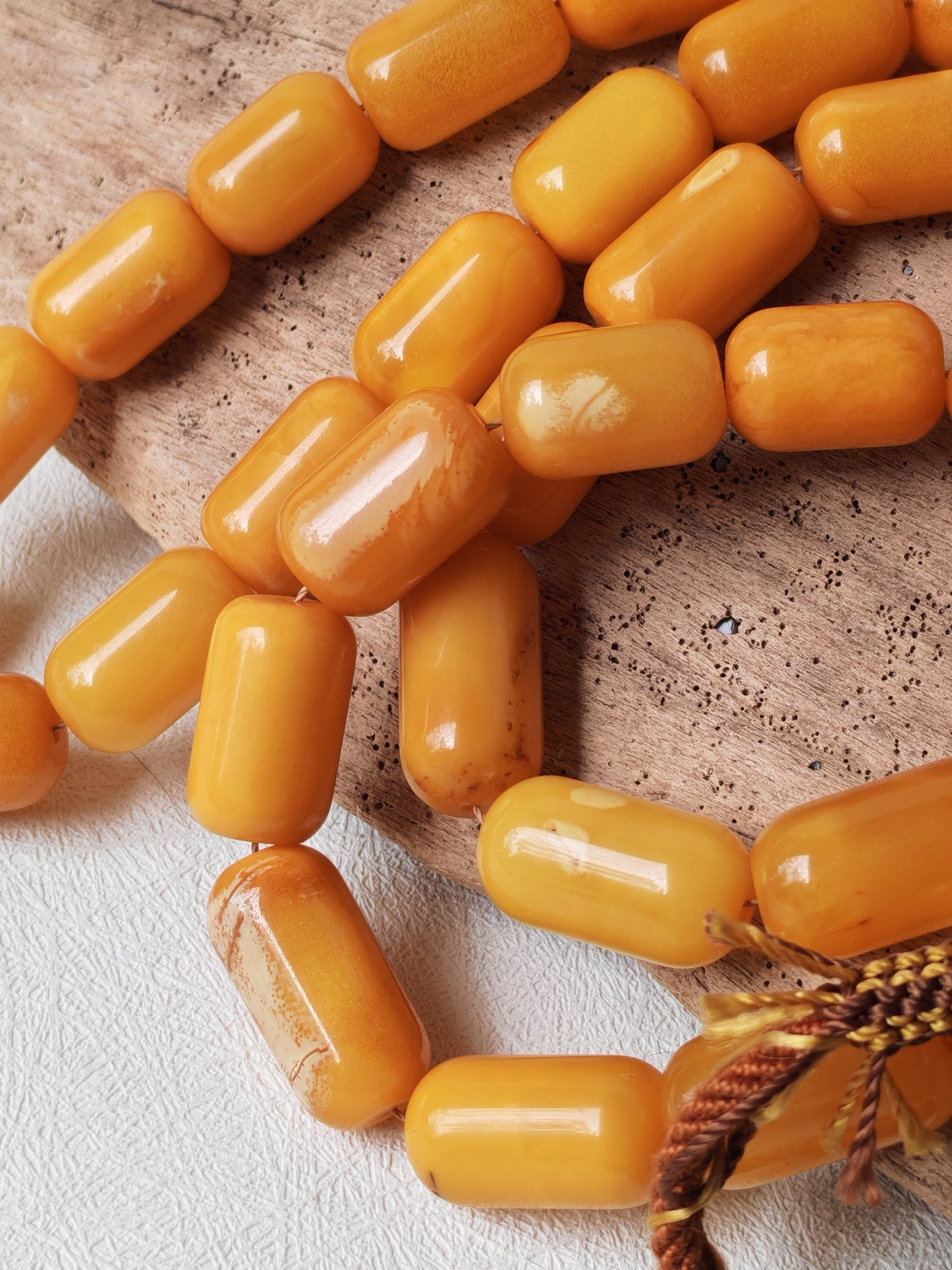 Vintage Natural Aged Barrel Shaped Honey Amber Rosary 41 Beads