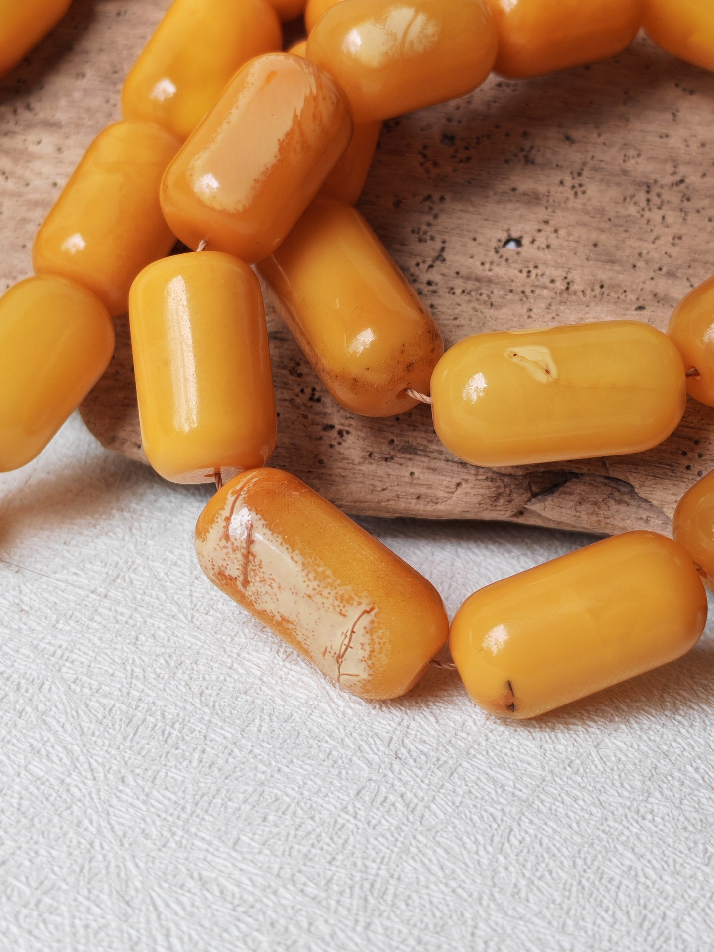 Vintage Natural Aged Barrel Shaped Honey Amber Rosary 41 Beads