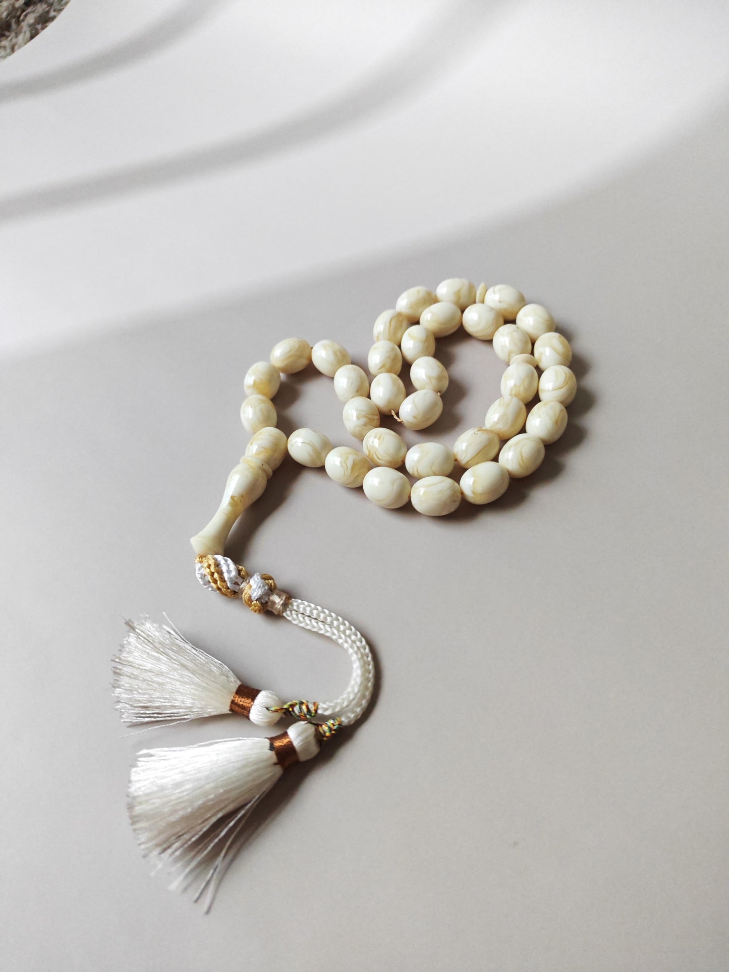 White French Galalith Rosary Tornado 33 Beads
