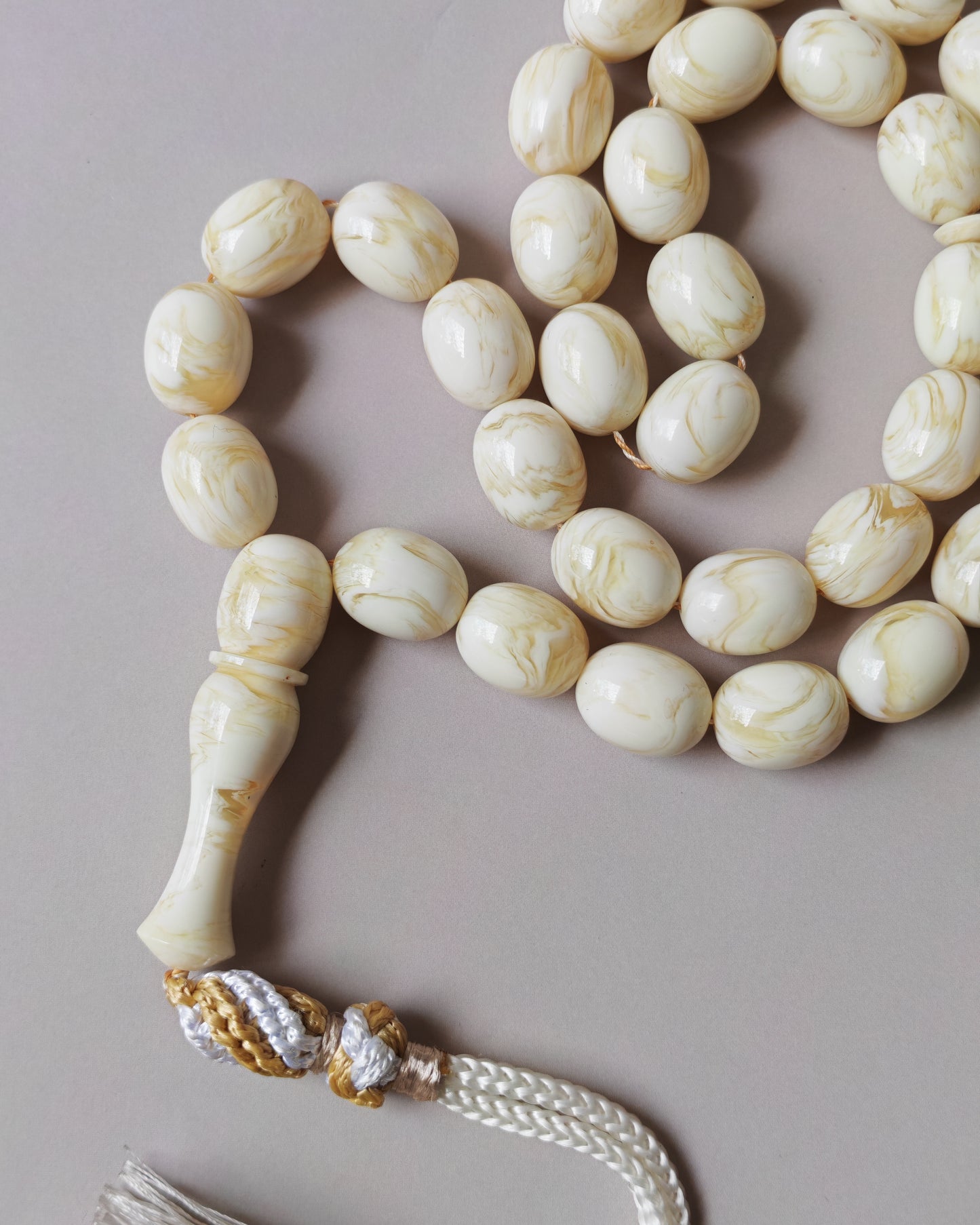 White French Galalith Rosary Tornado 33 Beads