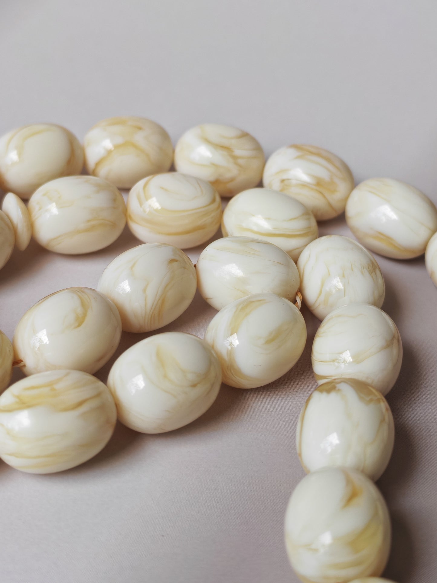 White French Galalith Rosary Tornado 33 Beads